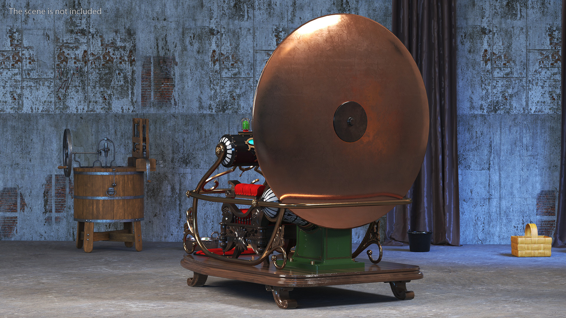 3D Retro Time Machine by Herbert Wells Rigged for Cinema 4D