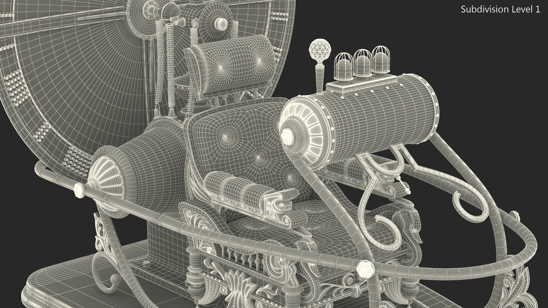 3D Retro Time Machine by Herbert Wells Rigged for Cinema 4D