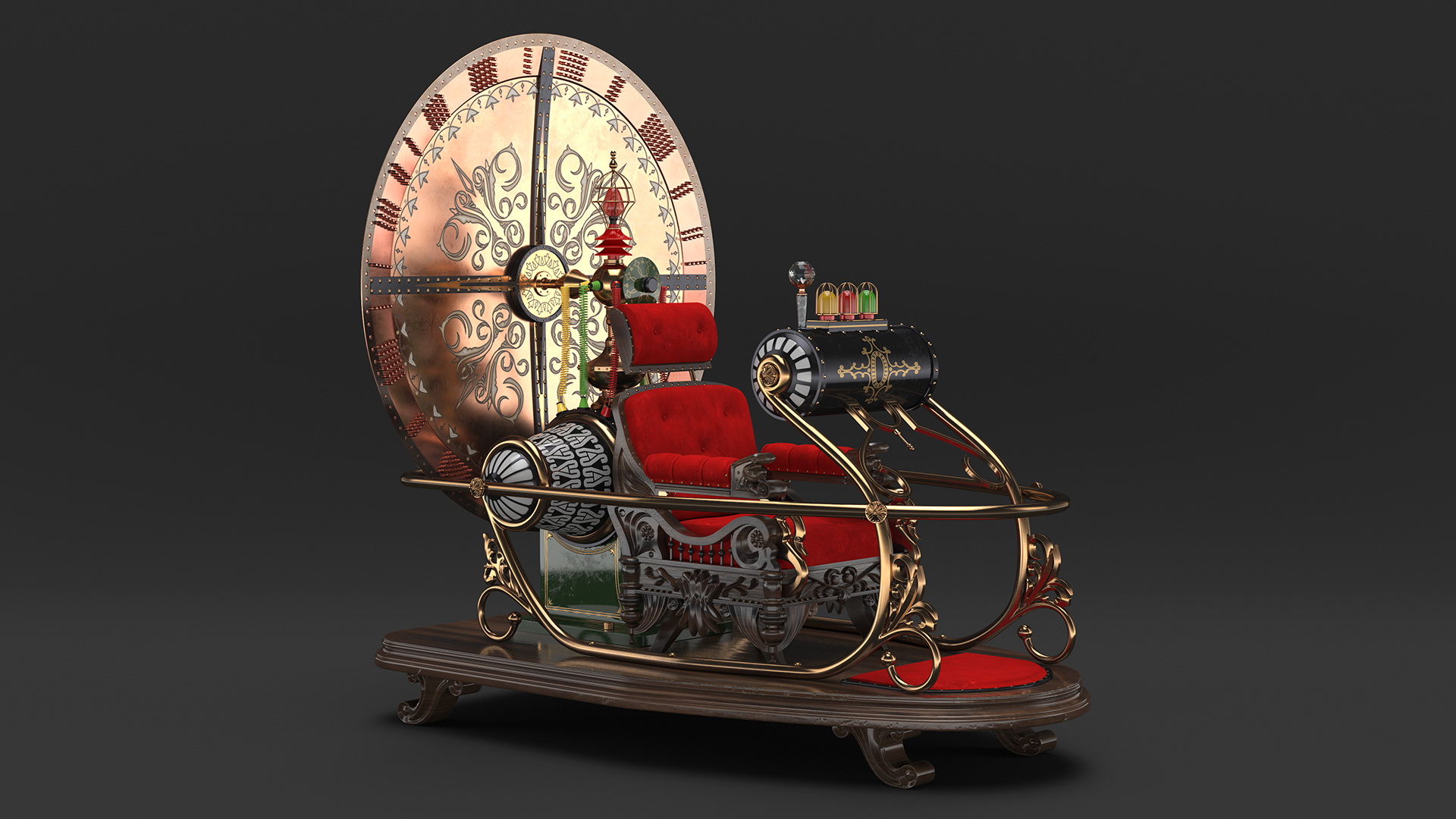 3D Retro Time Machine by Herbert Wells Rigged for Cinema 4D