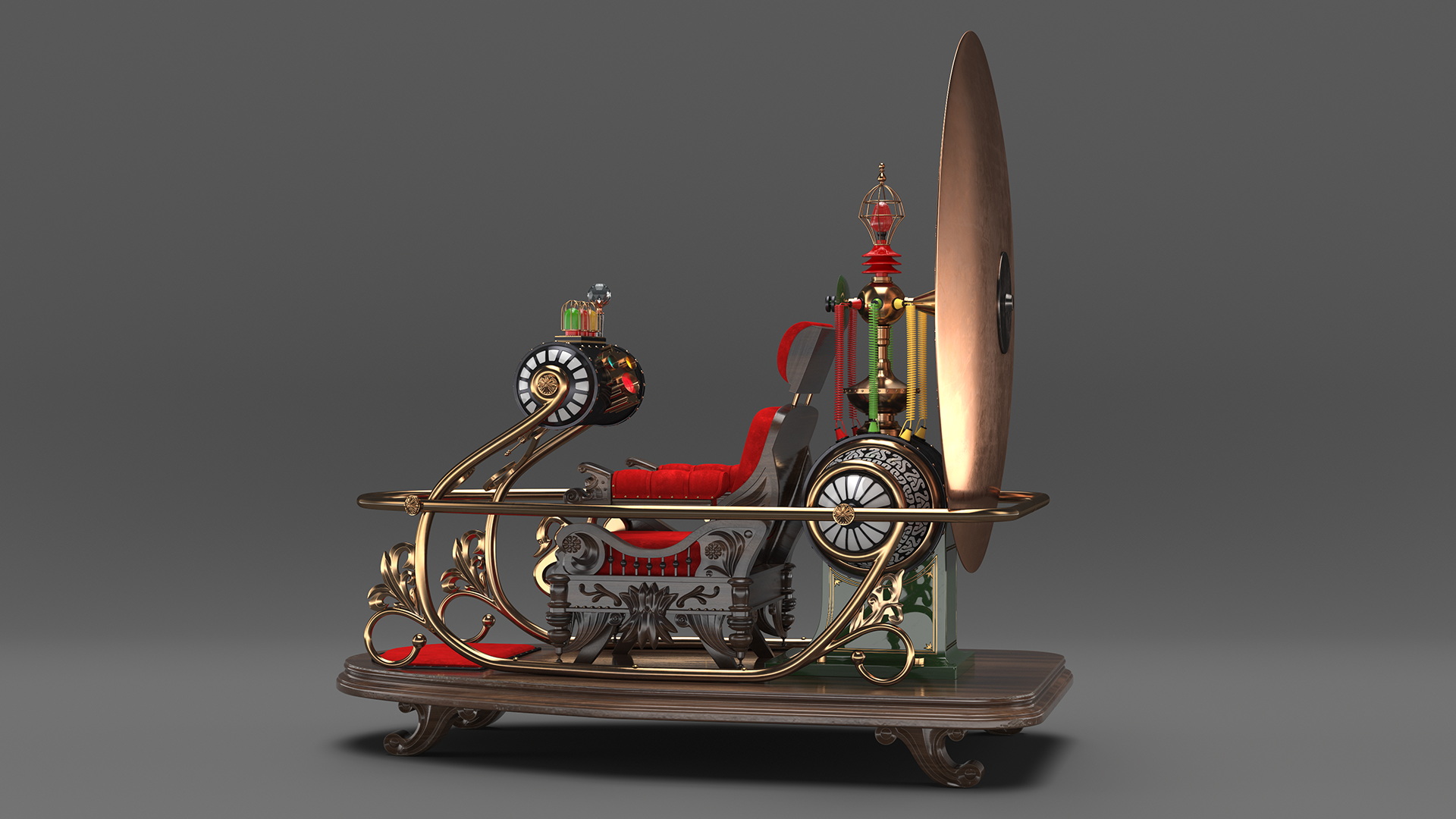 3D Retro Time Machine by Herbert Wells Rigged for Cinema 4D