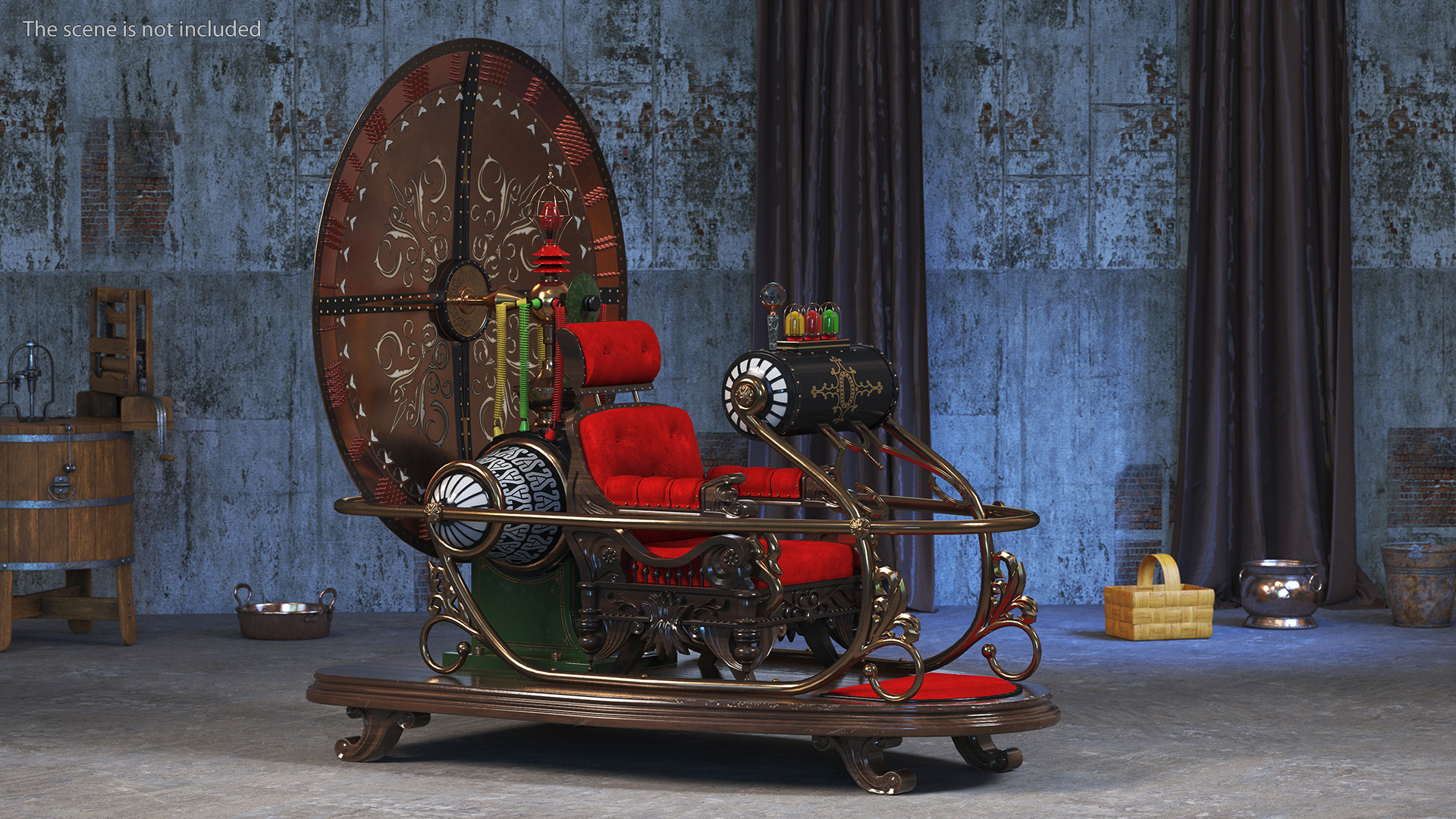 3D Retro Time Machine by Herbert Wells Rigged for Cinema 4D