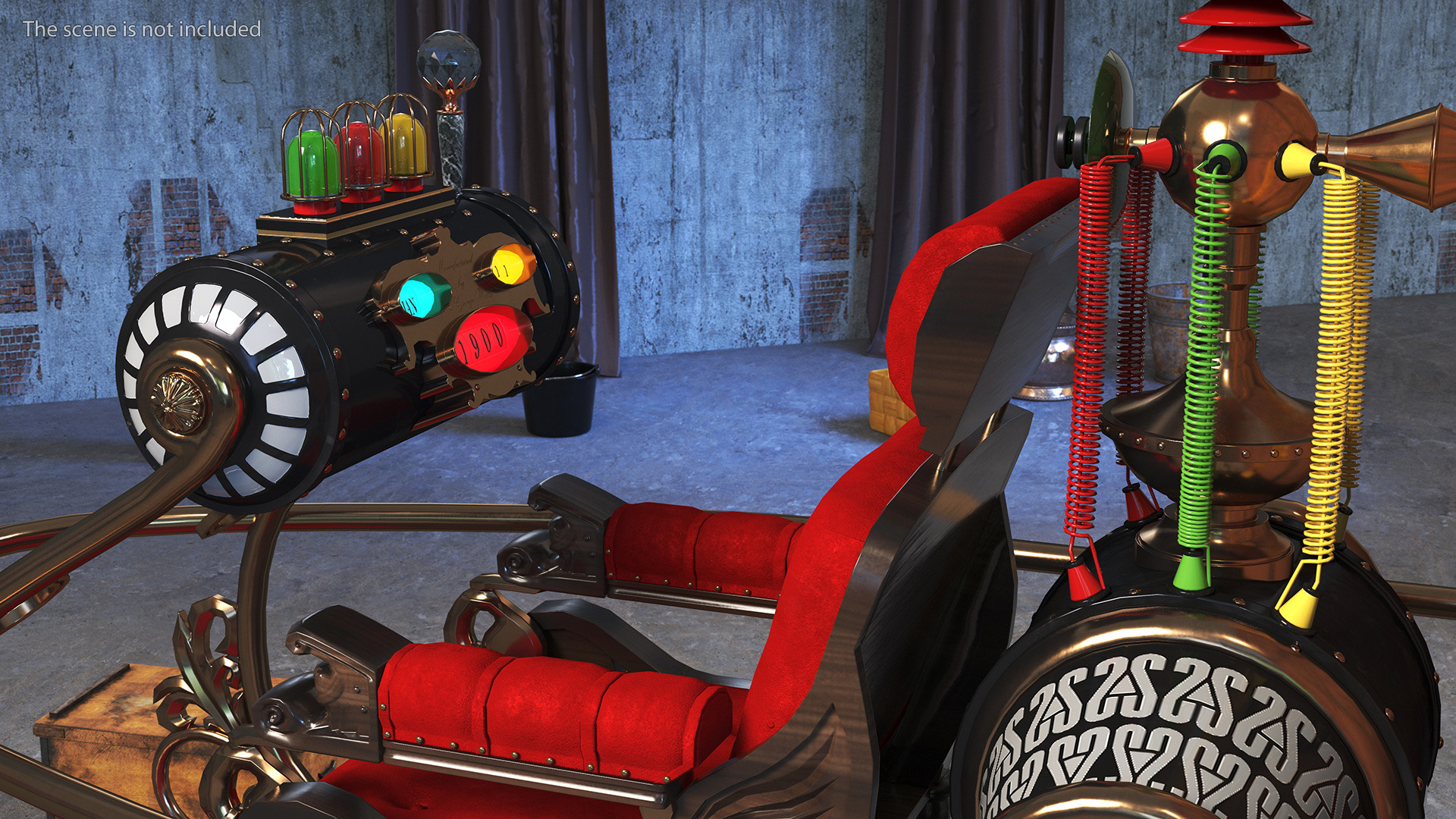 3D Retro Time Machine by Herbert Wells Rigged for Cinema 4D