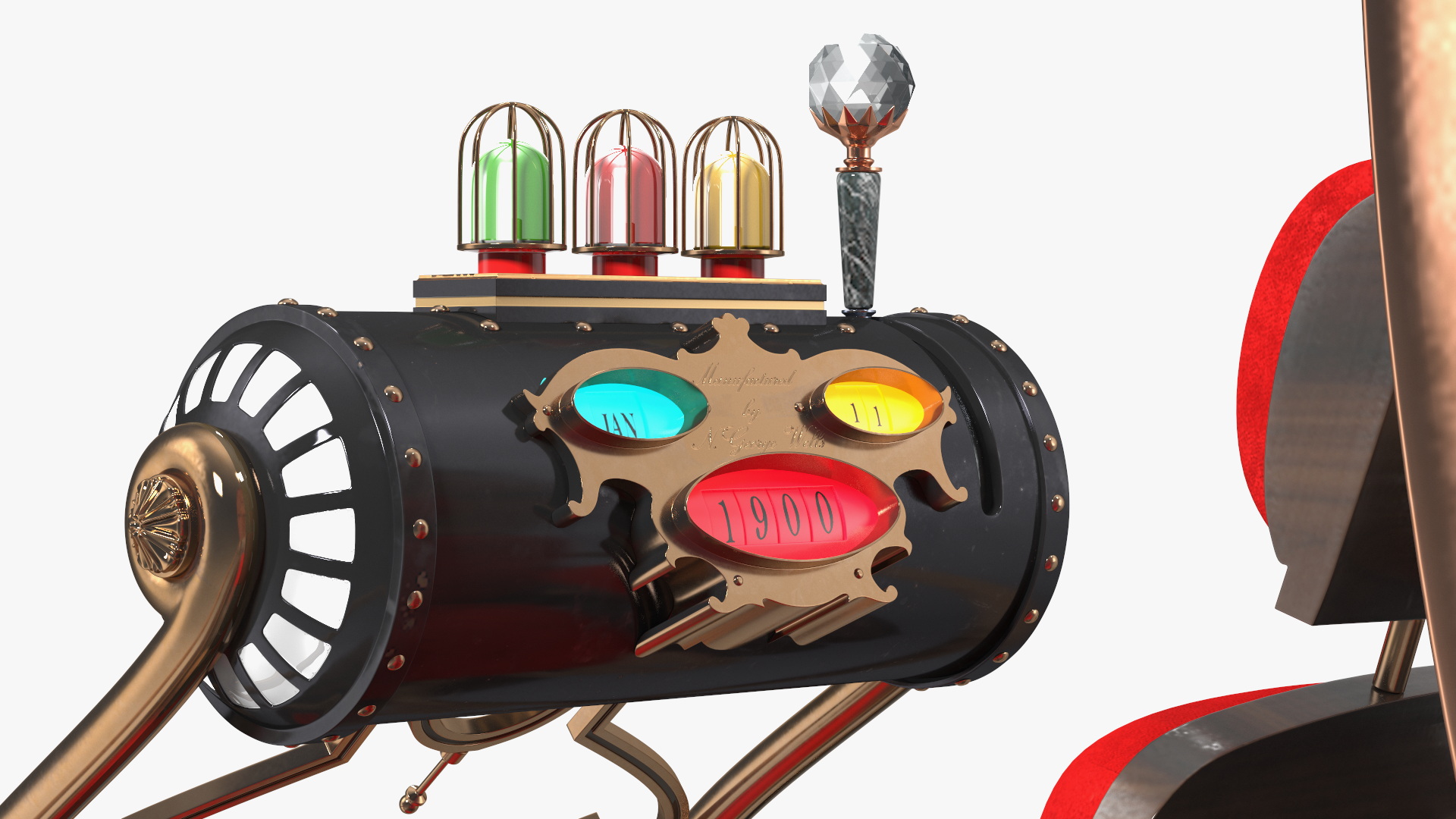 3D Retro Time Machine by Herbert Wells Rigged for Cinema 4D