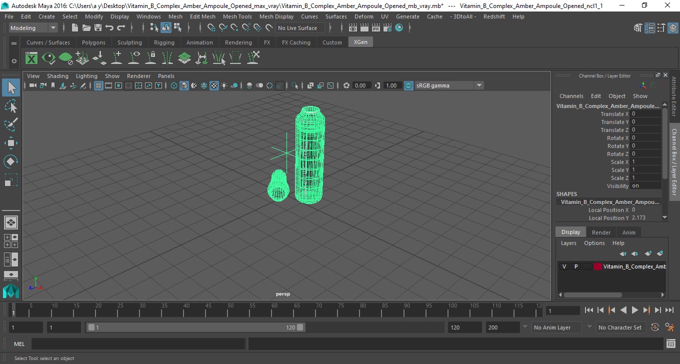 3D Vitamin B Complex Amber Ampoule Opened model