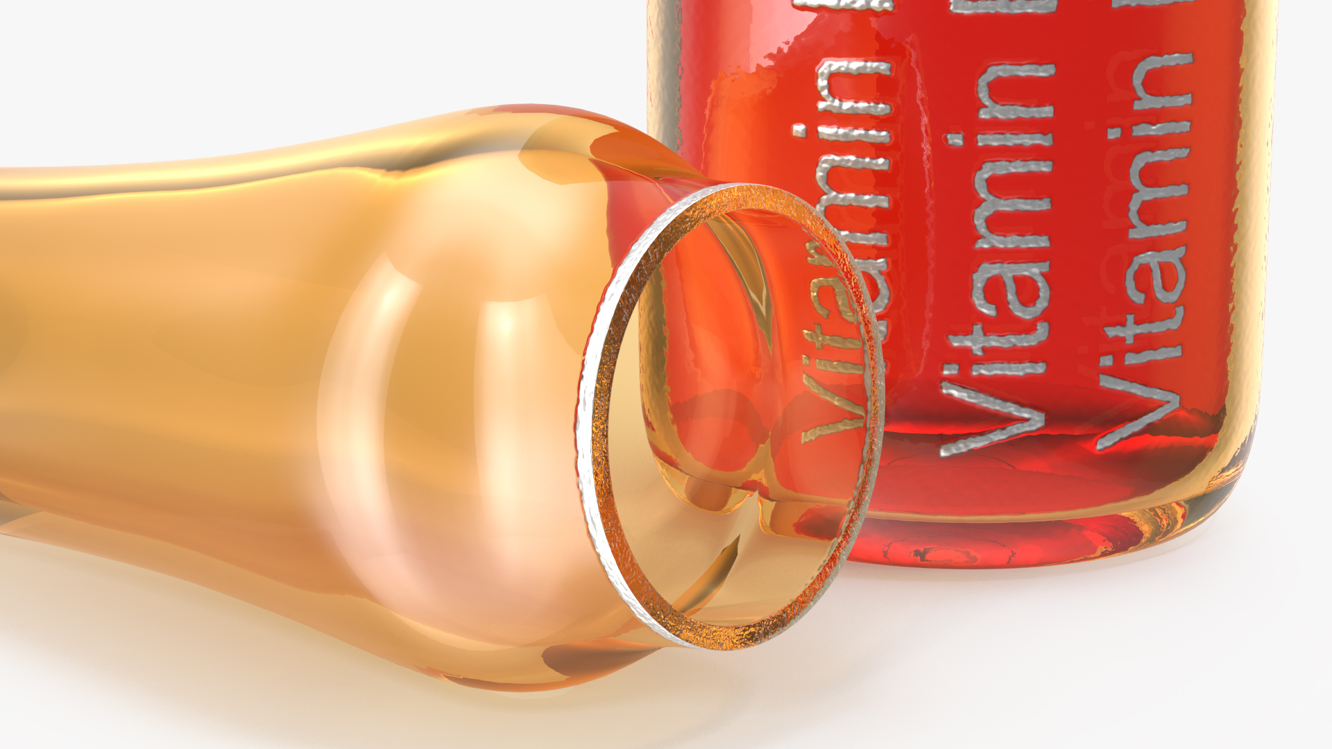 3D Vitamin B Complex Amber Ampoule Opened model