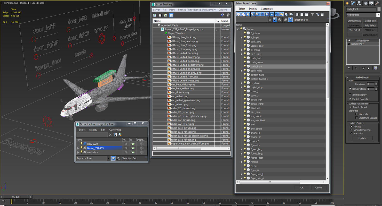 Boeing 737 AEWC Rigged 3D