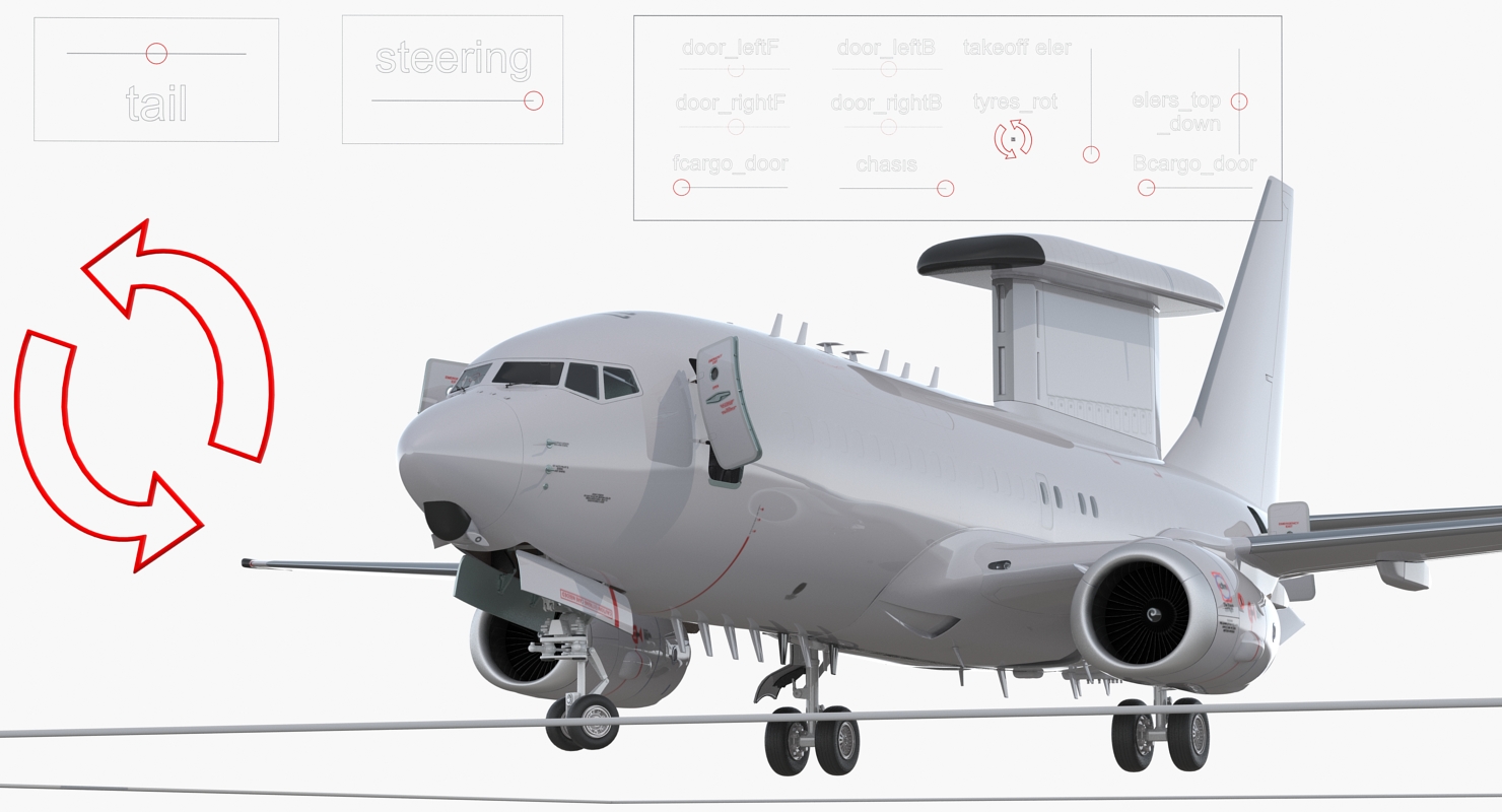 Boeing 737 AEWC Rigged 3D
