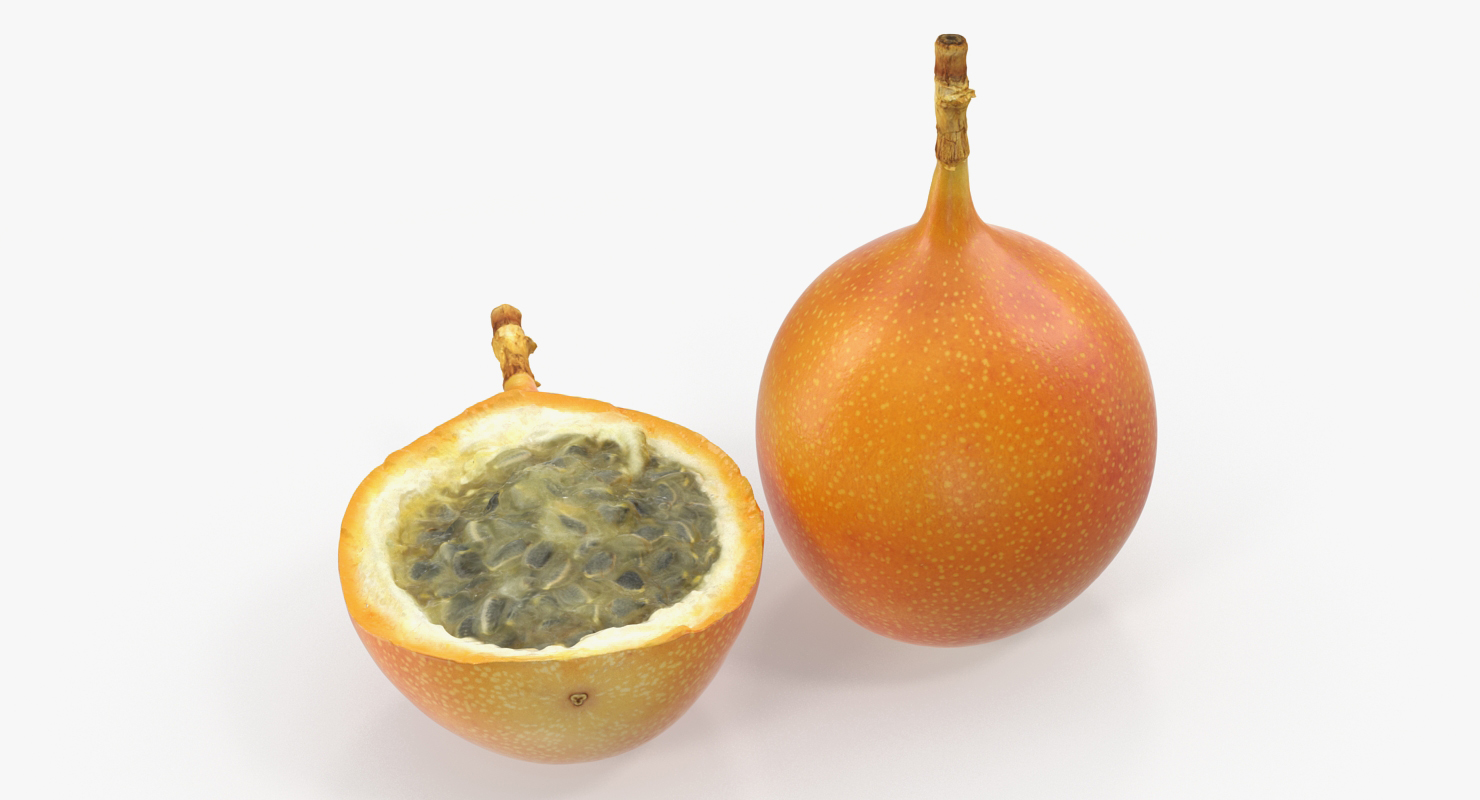 Granadilla Whole and Slice Fruit 3D