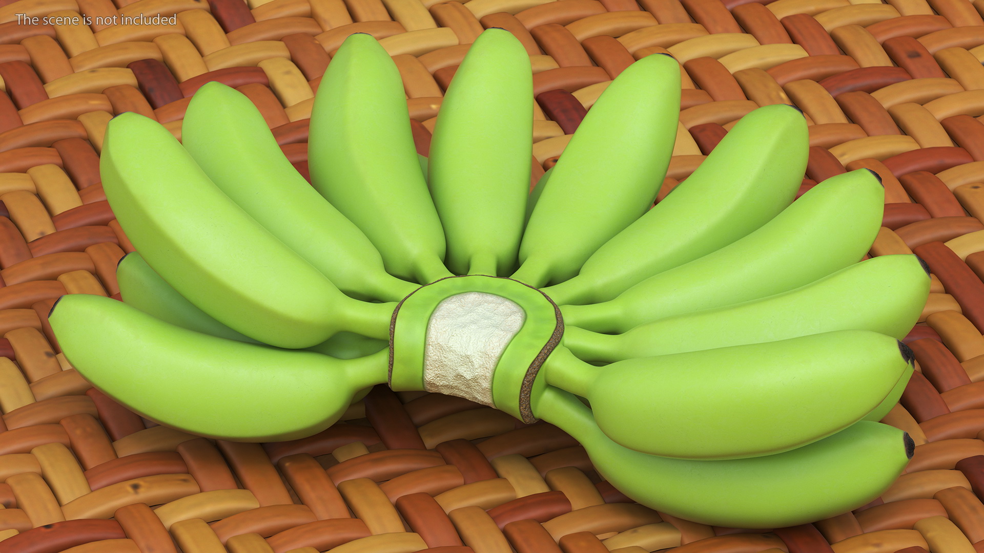 3D model Unripe Green Banana Bunch