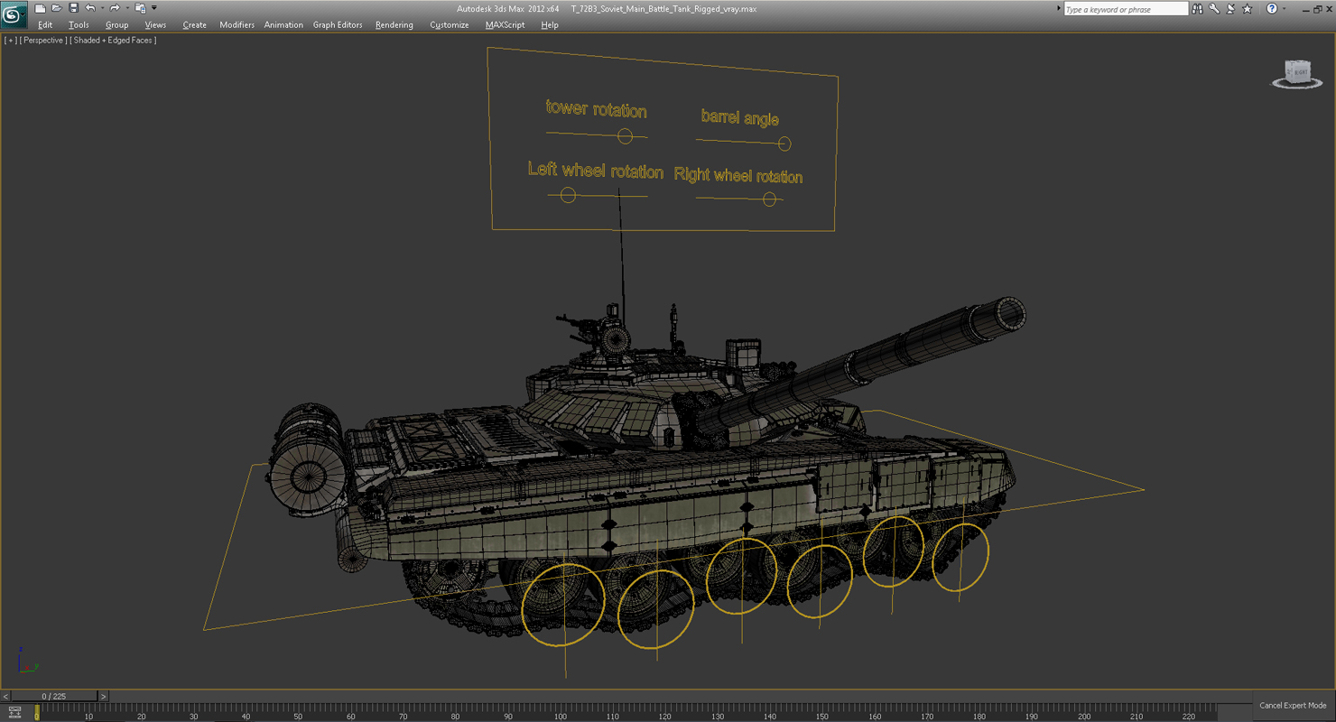 T 72B3 Soviet Main Battle Tank Rigged 3D