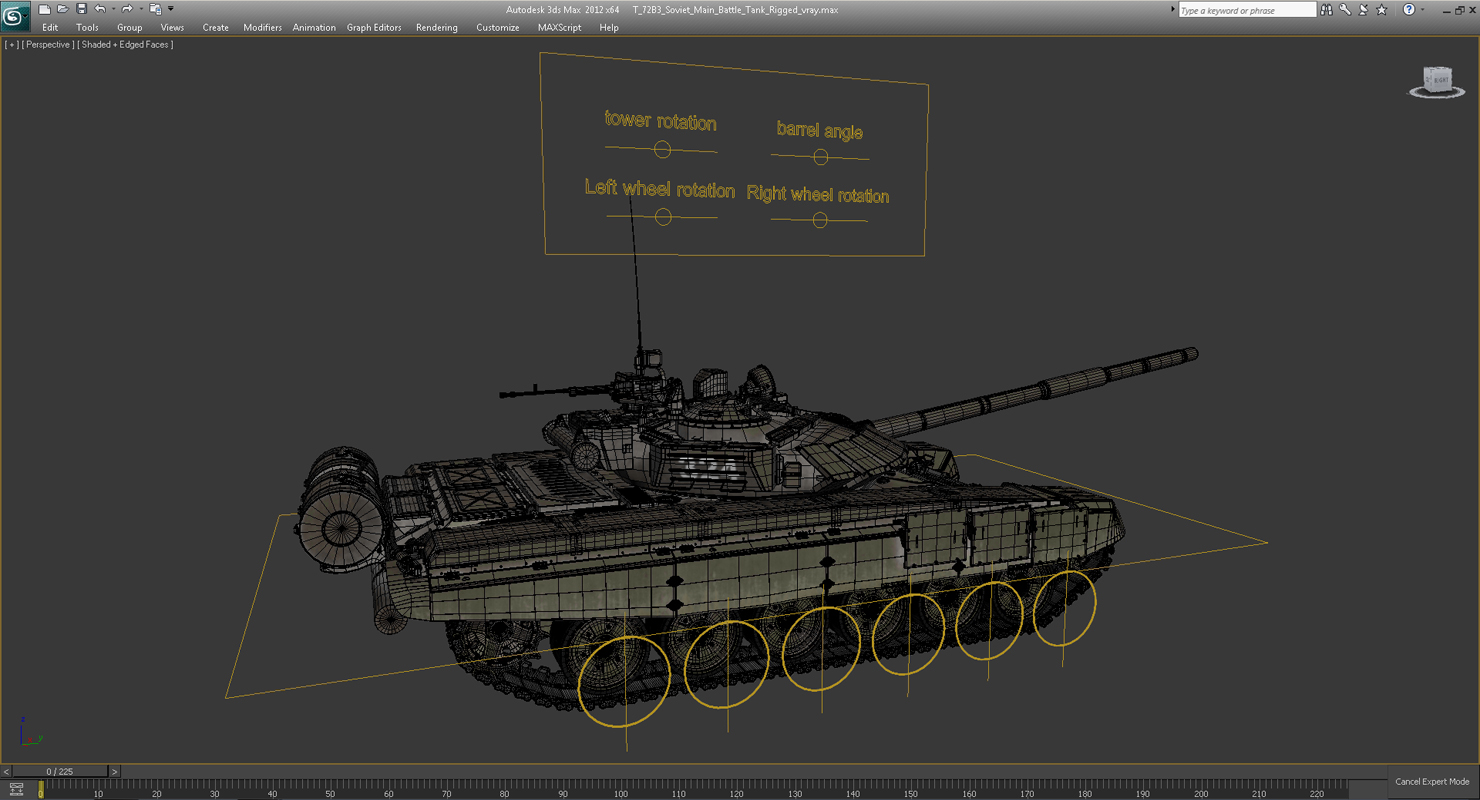 T 72B3 Soviet Main Battle Tank Rigged 3D