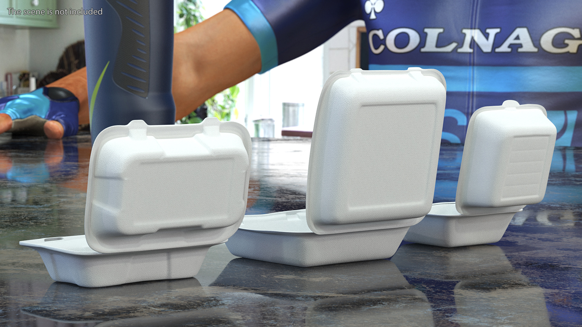 3D Open Food Container Set model