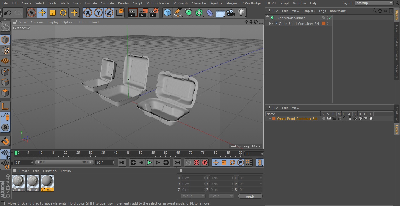 3D Open Food Container Set model