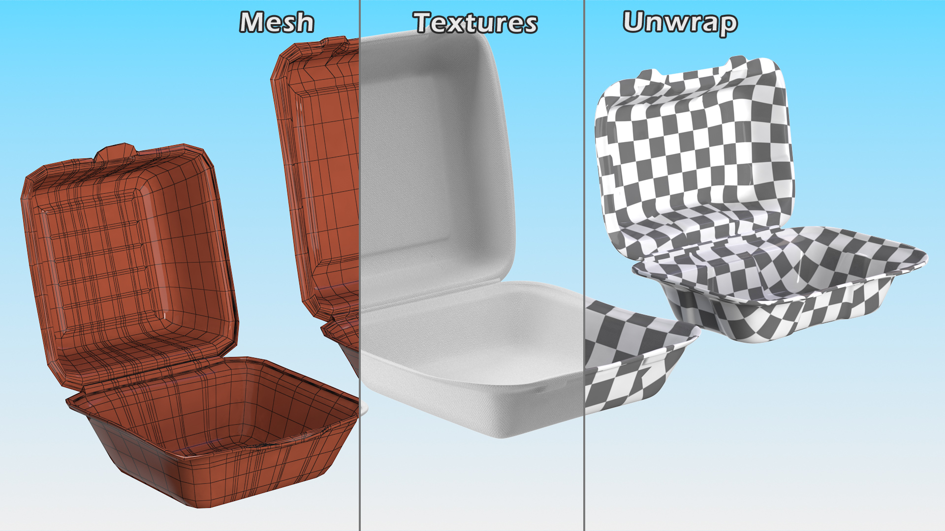 3D Open Food Container Set model