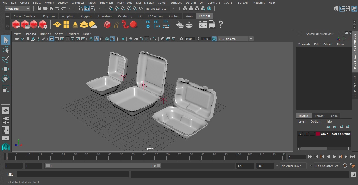 3D Open Food Container Set model