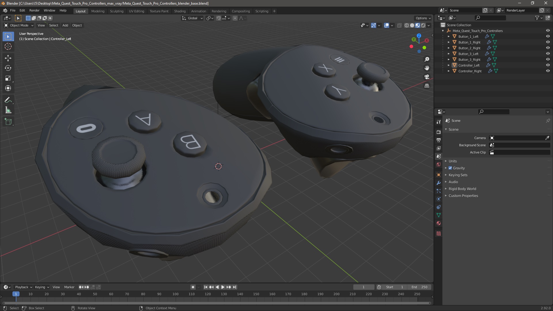 Meta Quest Touch Pro Controllers 3D
