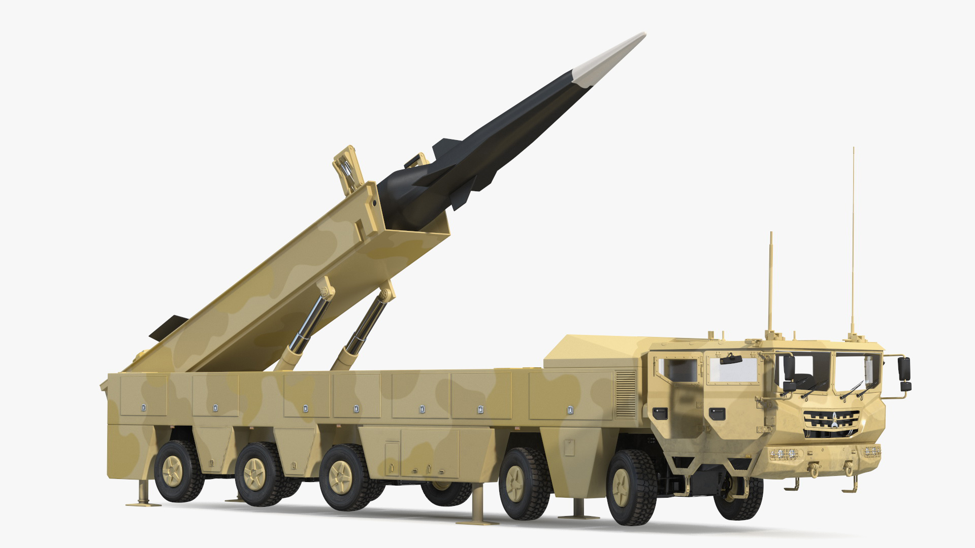 3D Atomic Missile on Road Mobile Vehicle Rigged for Cinema 4D model