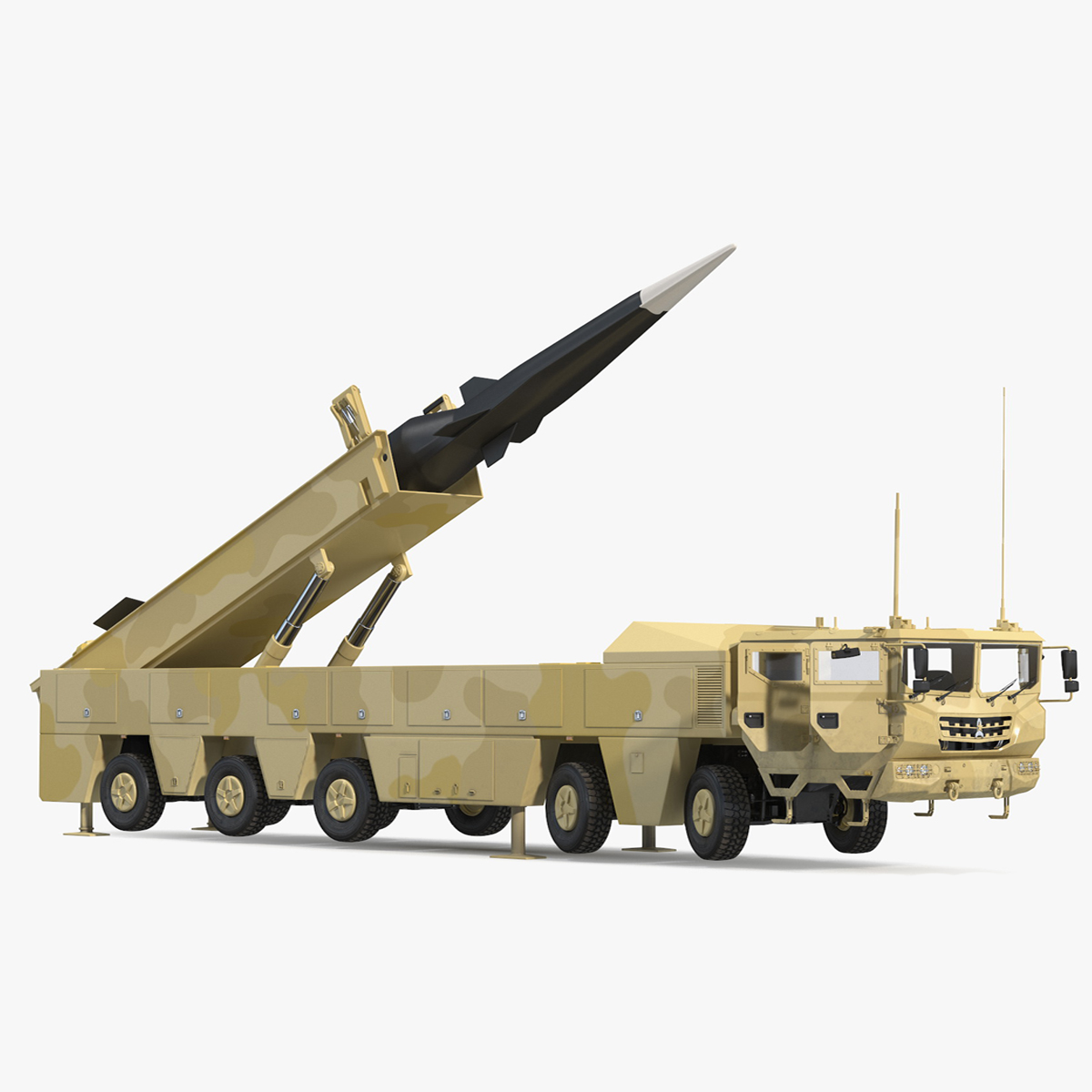 3D Atomic Missile on Road Mobile Vehicle Rigged for Cinema 4D model