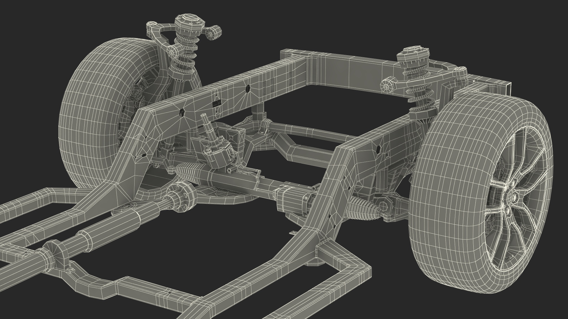 3D Car Frame with Wheels