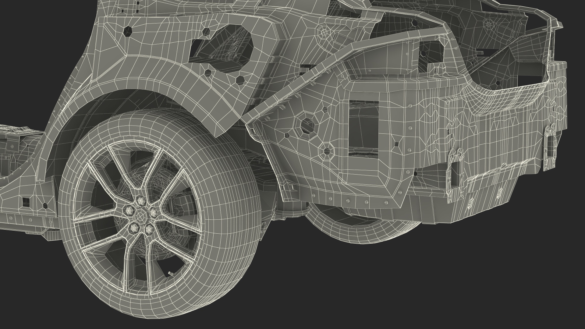 3D Car Frame with Wheels