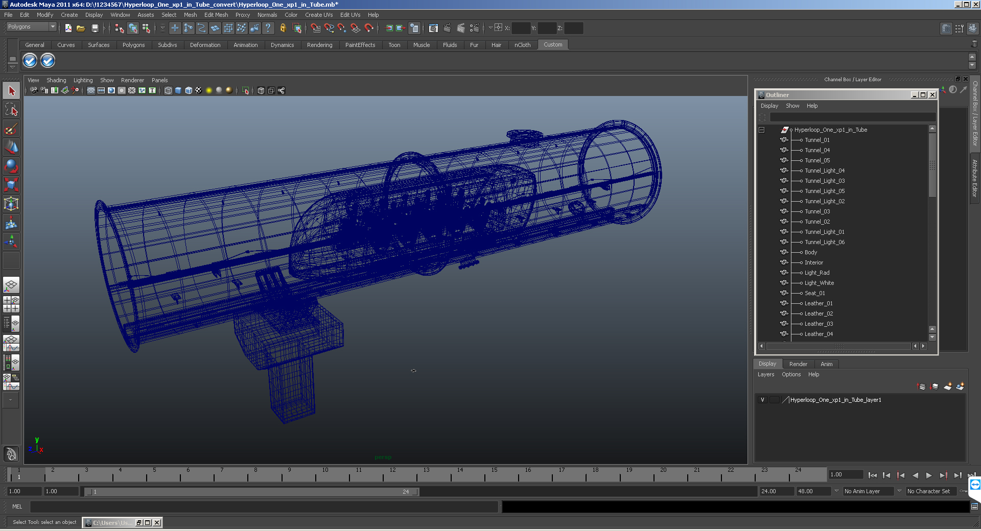 3D model Hyperloop One xp1 in Tube