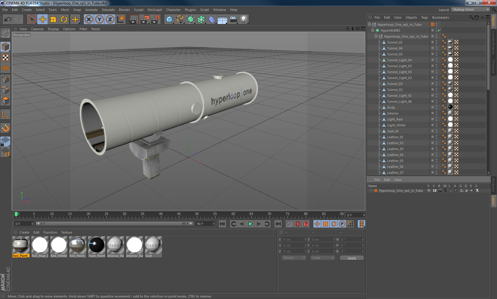 3D model Hyperloop One xp1 in Tube