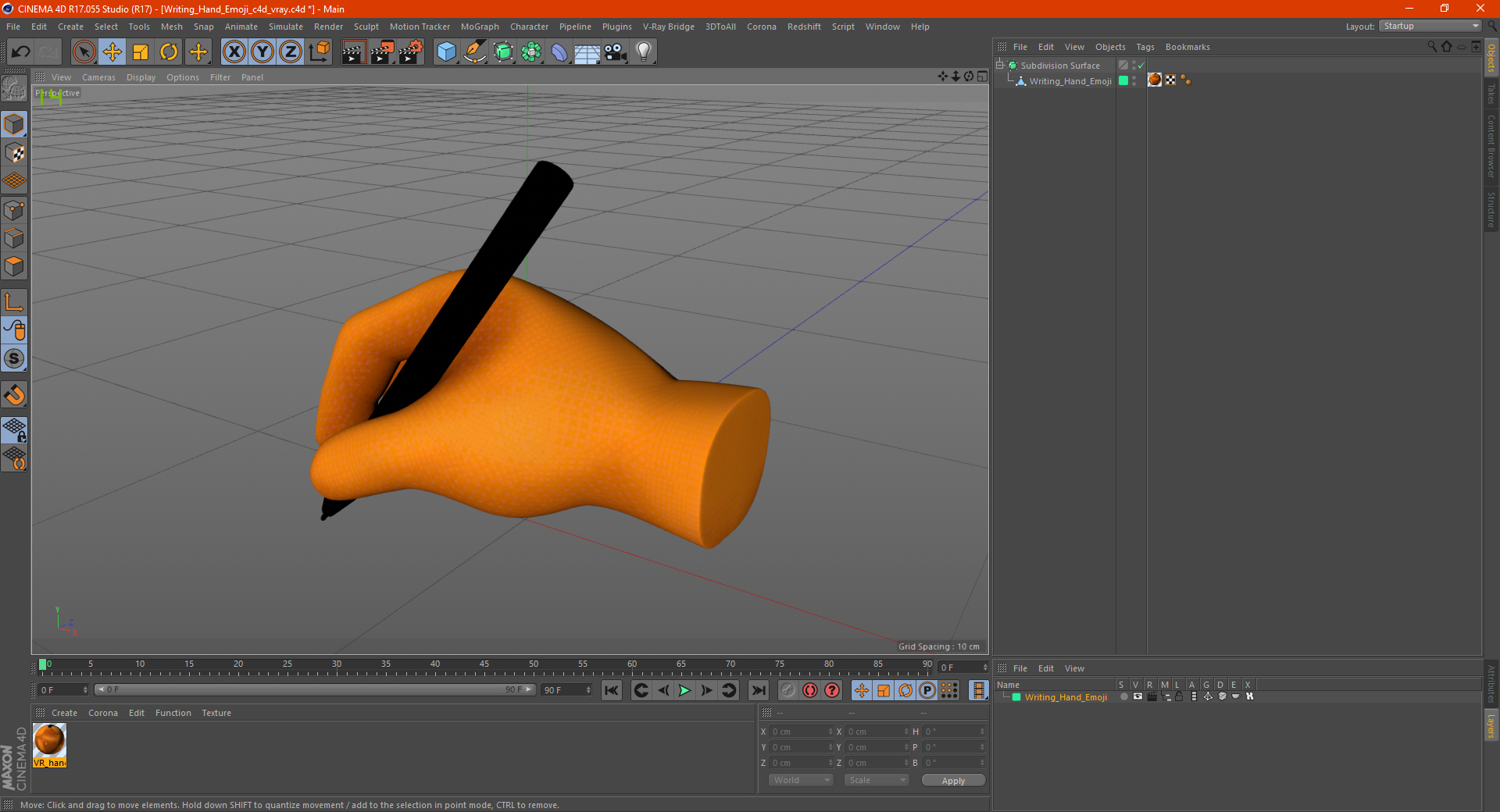 3D Writing Hand Emoji model