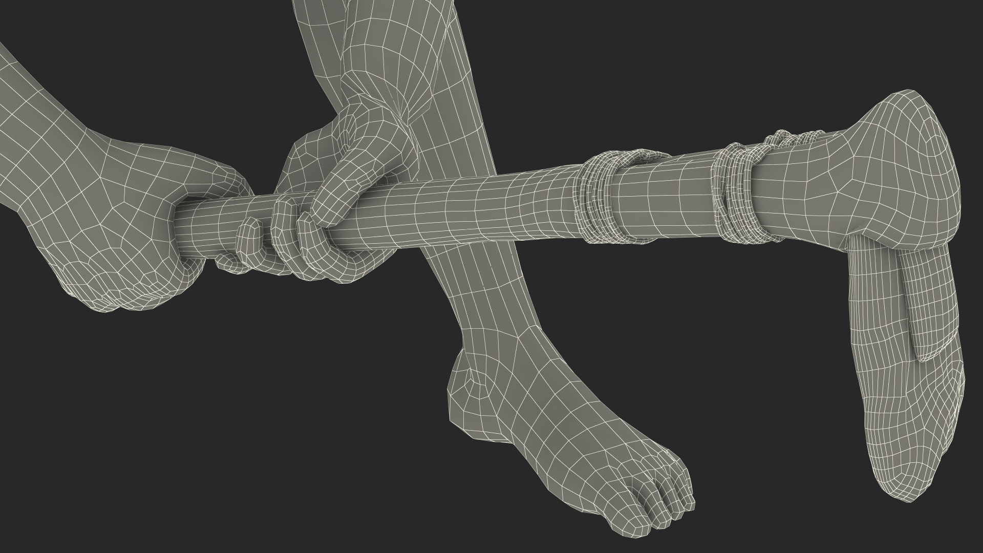 3D model Homo Erectus with a Prehistoric Stone Hoe Fur