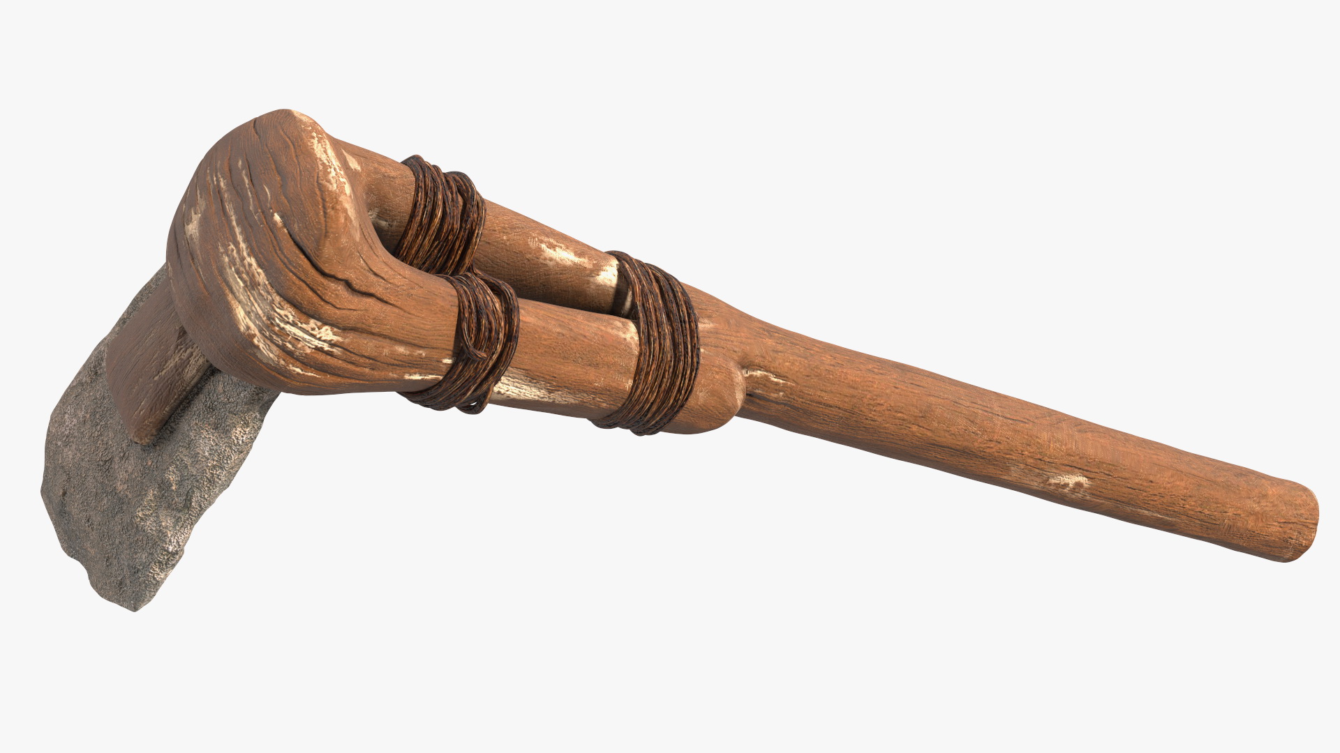 3D model Homo Erectus with a Prehistoric Stone Hoe Fur