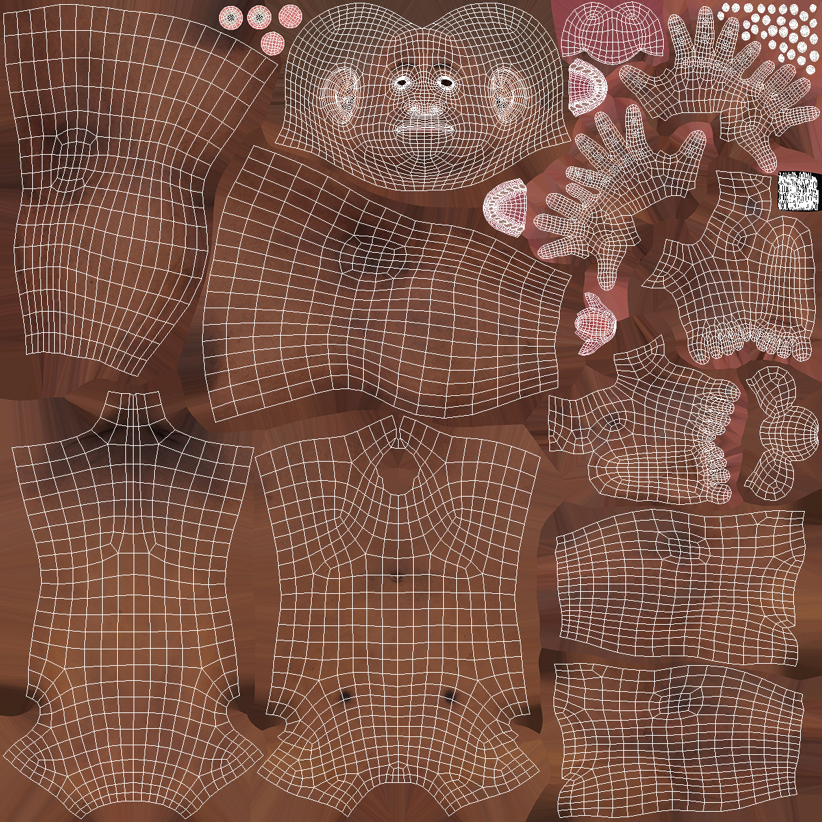 3D model Homo Erectus with a Prehistoric Stone Hoe Fur