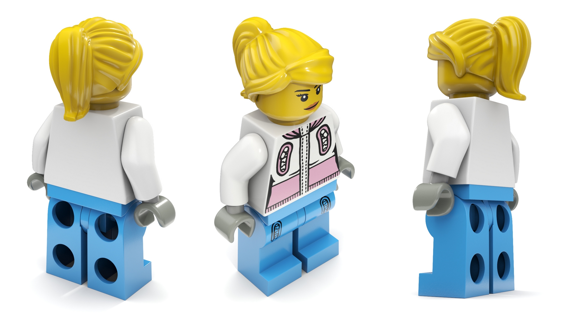 3D Minifigure LEGO Teenager Girl Rigged