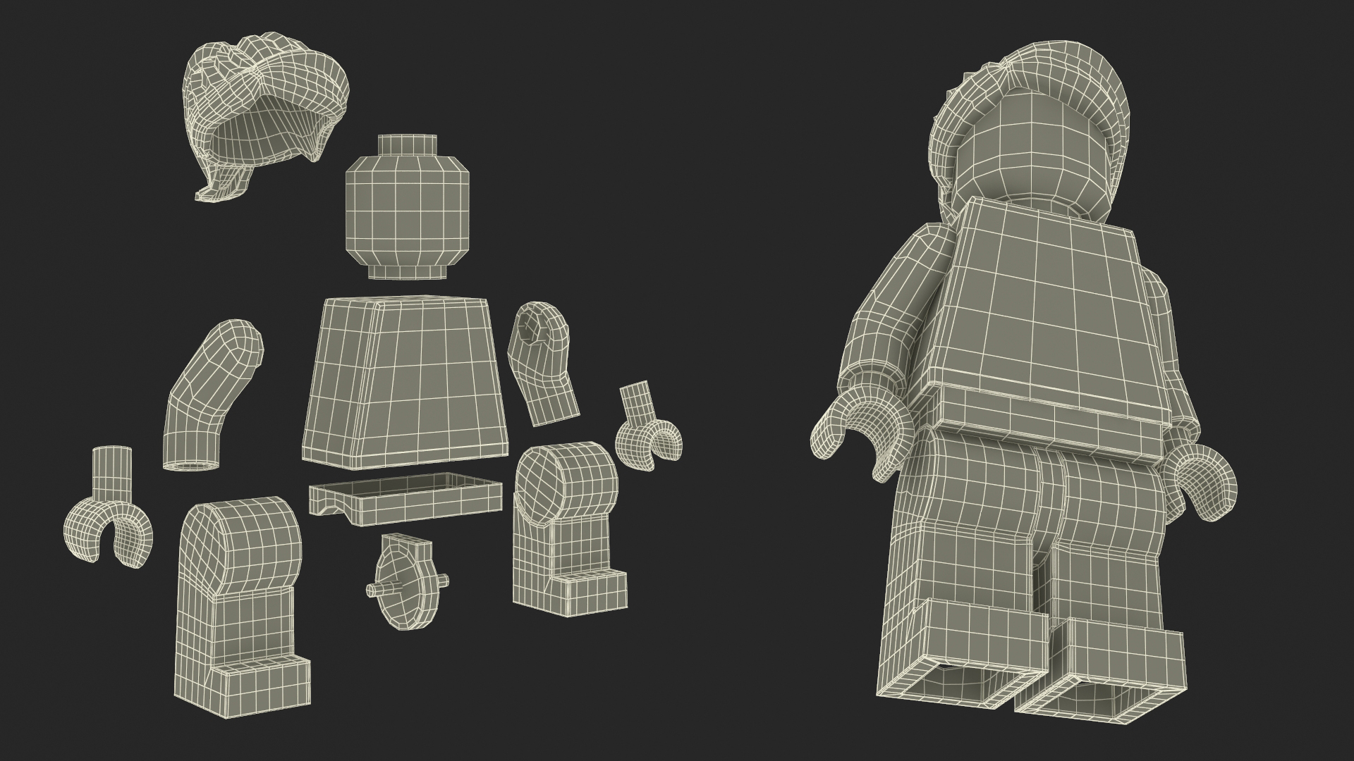 3D Minifigure LEGO Teenager Girl Rigged