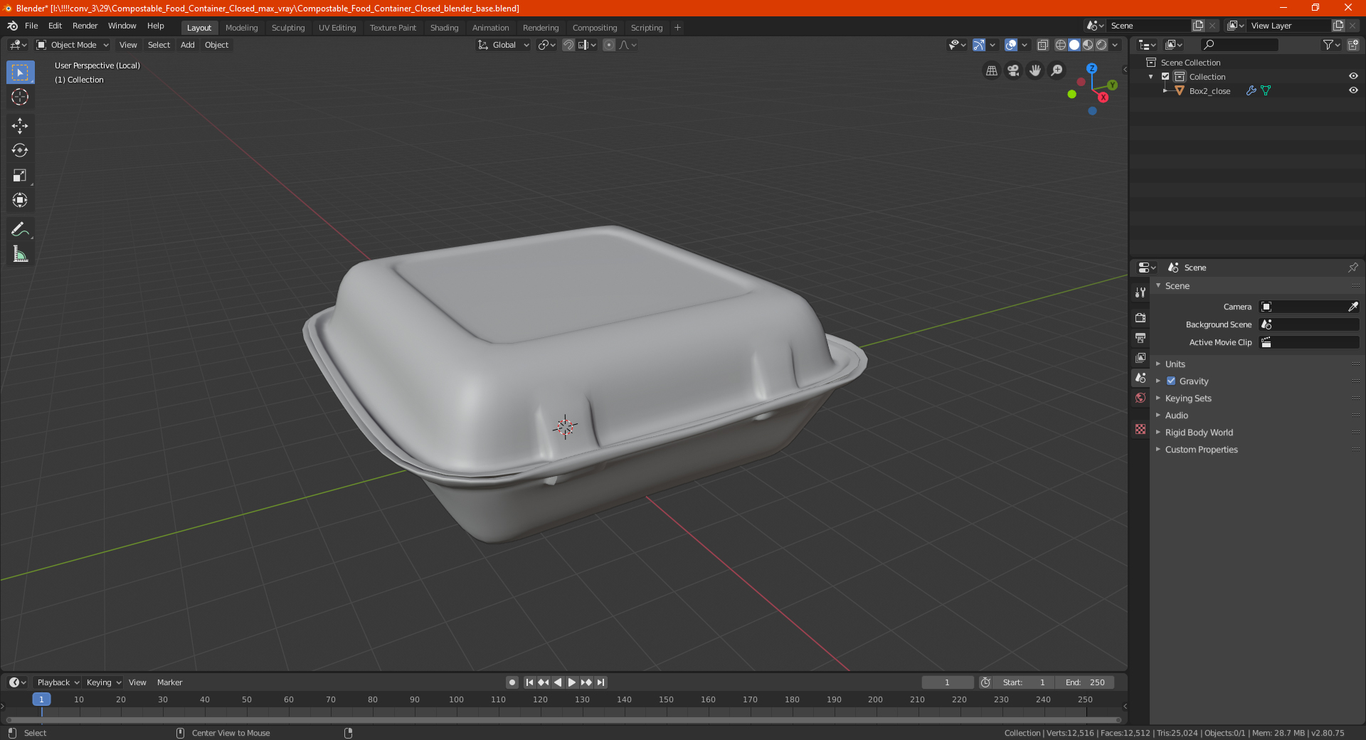 3D Compostable Food Container Closed model