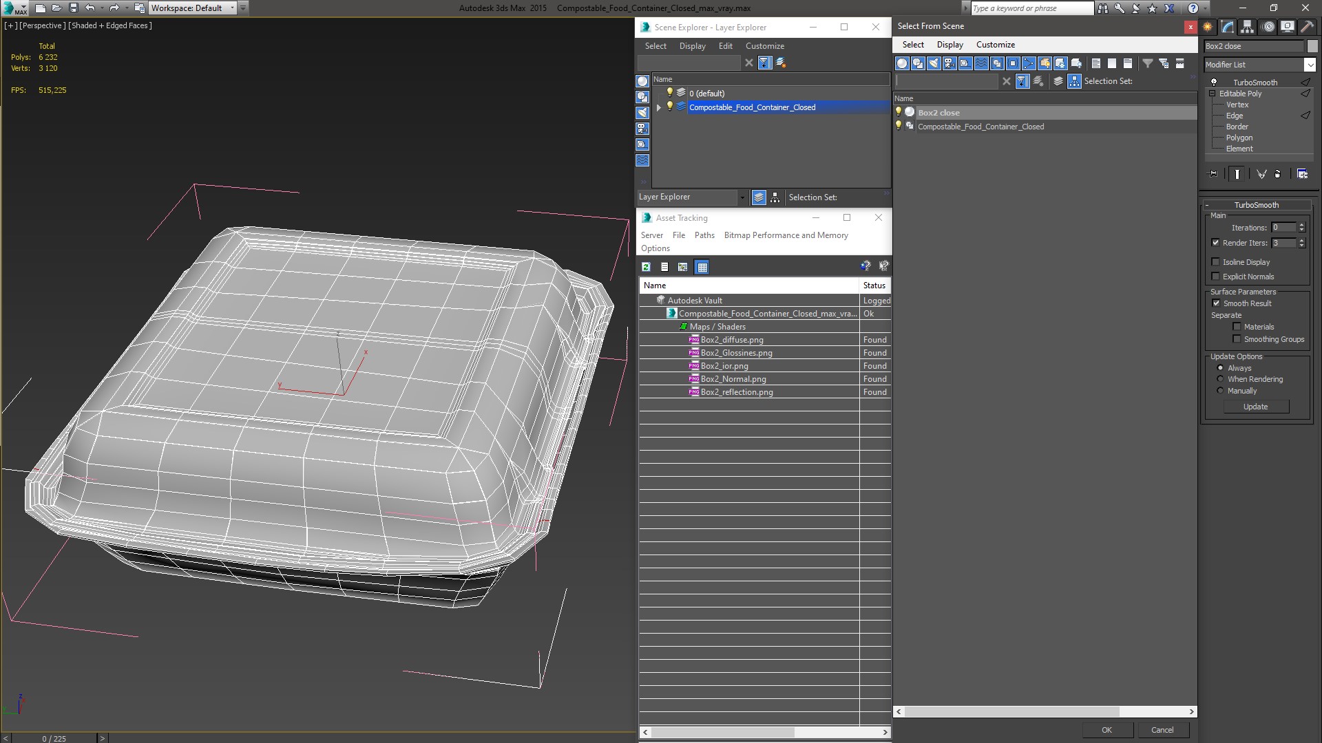 3D Compostable Food Container Closed model