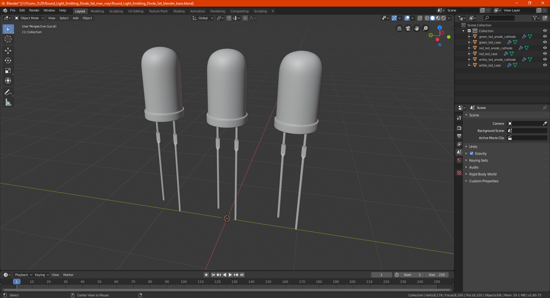 3D model Round Light Emitting Diode Set