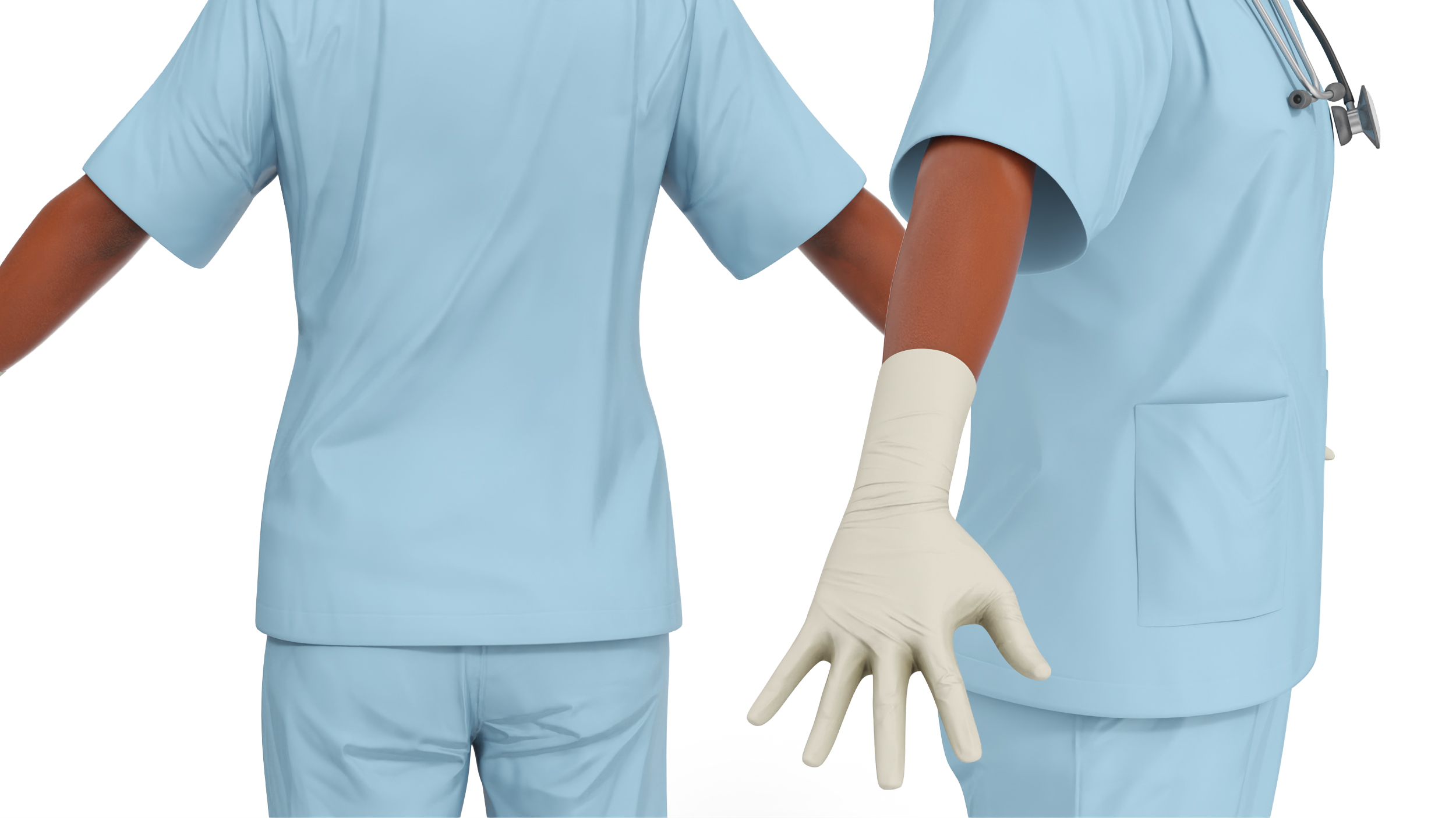 3D model Female Nurse with Scrubs and Protective Mask Rigged for Maya