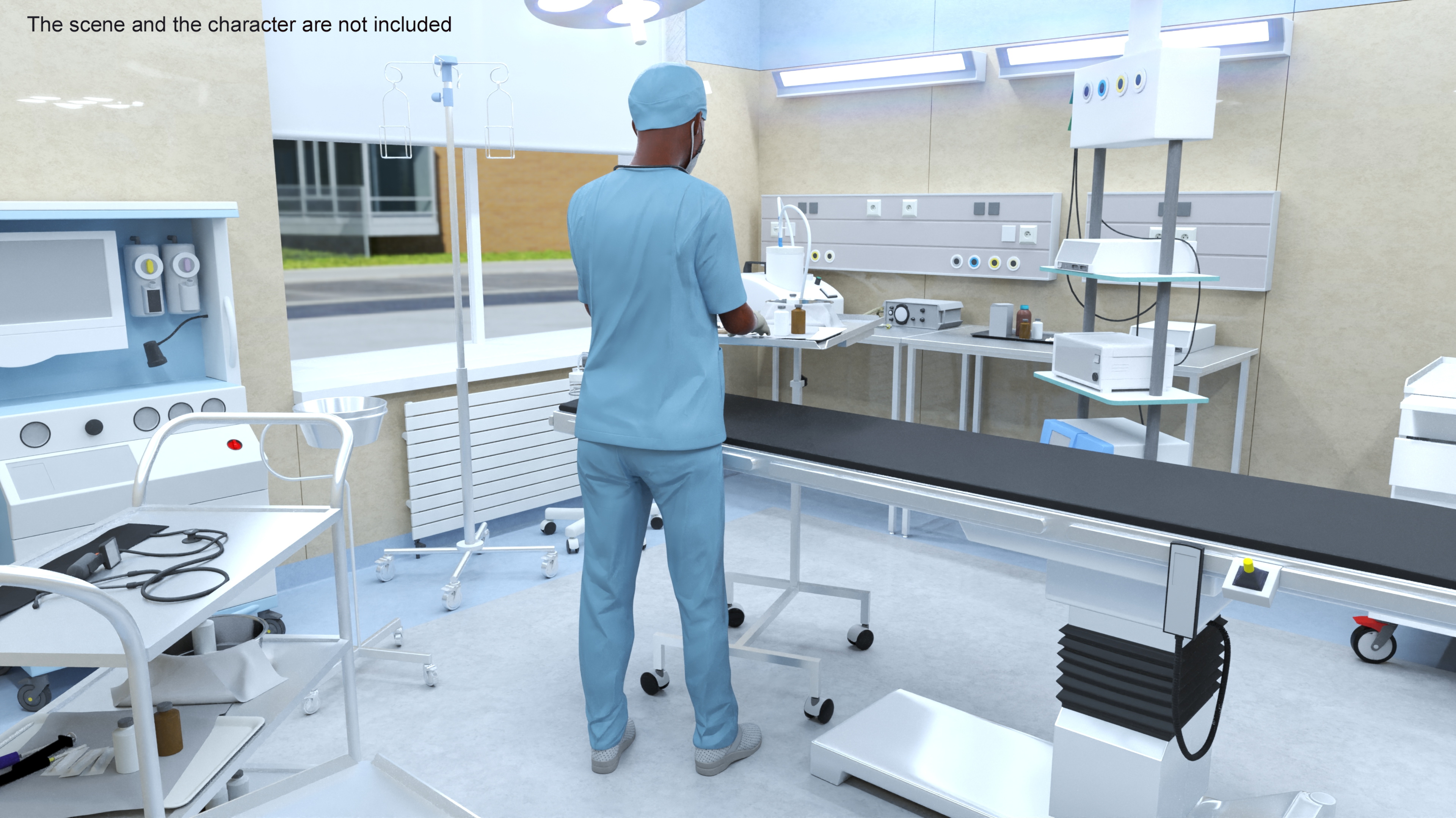 3D model Female Nurse with Scrubs and Protective Mask Rigged for Maya