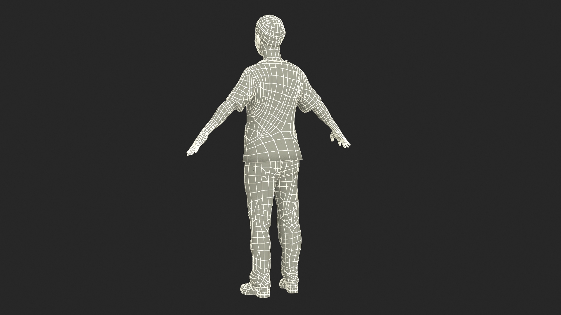 3D model Female Nurse with Scrubs and Protective Mask Rigged for Maya