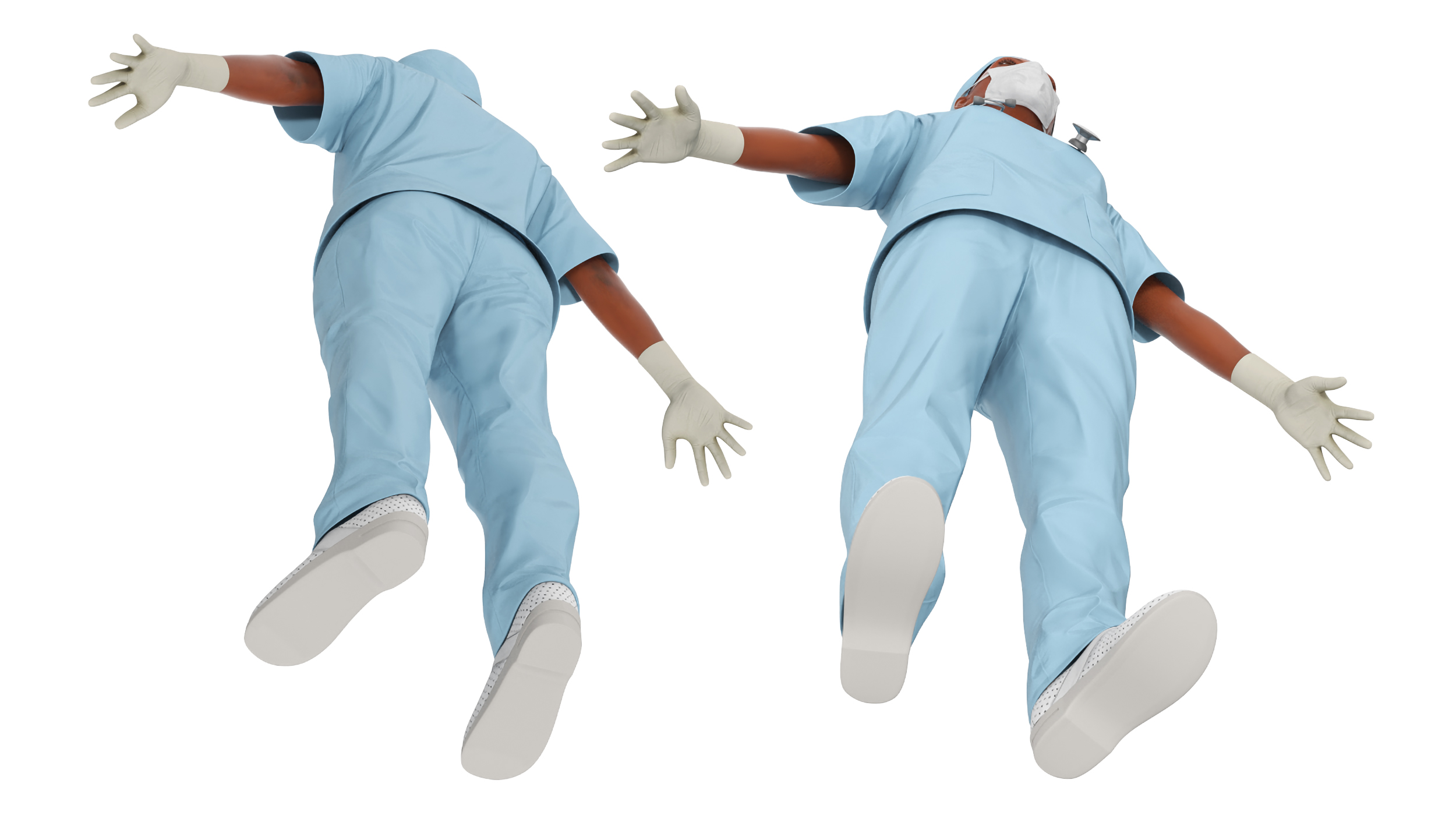 3D model Female Nurse with Scrubs and Protective Mask Rigged for Maya