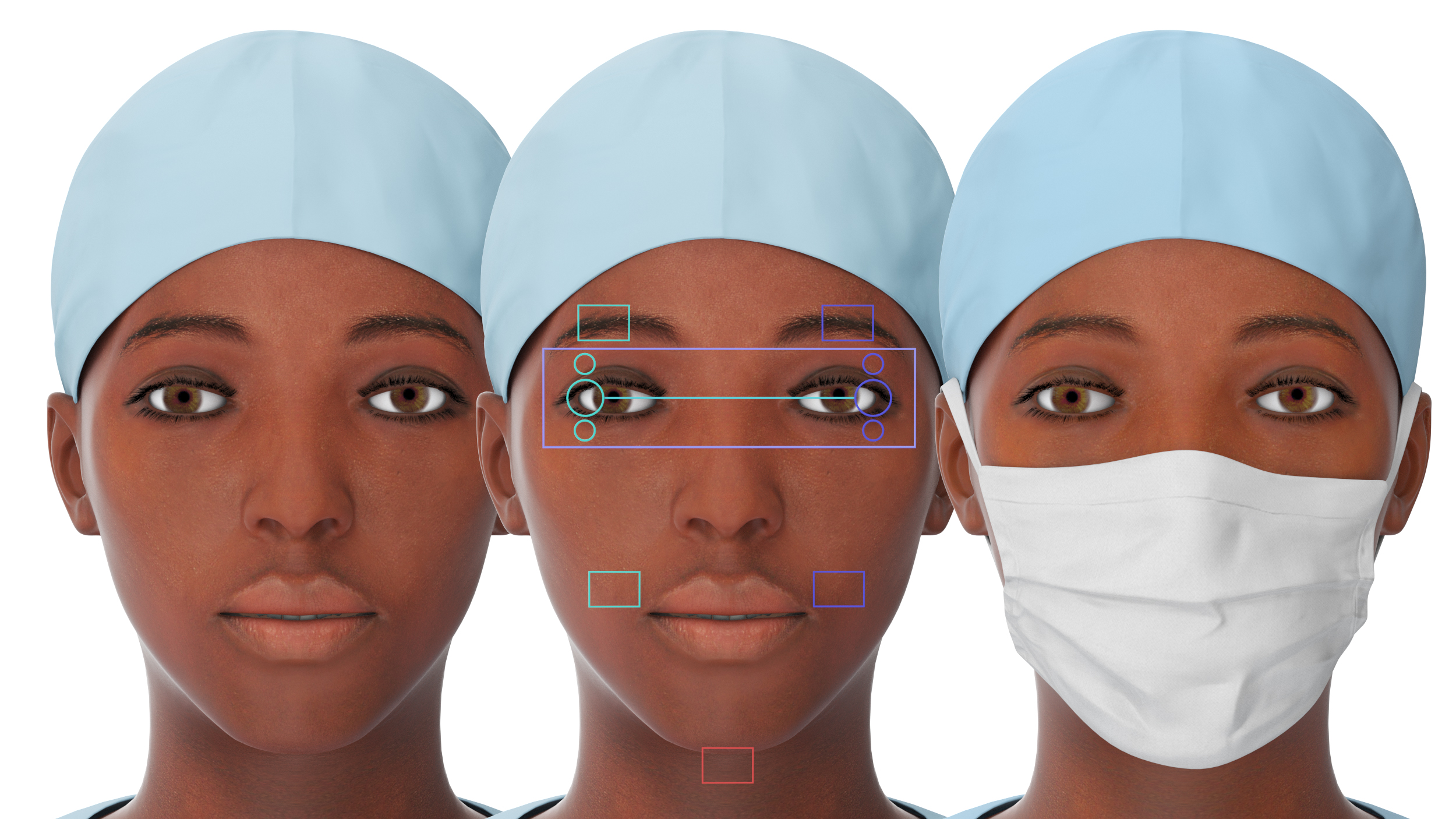 3D model Female Nurse with Scrubs and Protective Mask Rigged for Maya