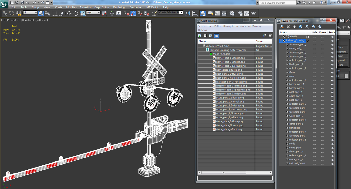 Railroad Crossing Gate 3D