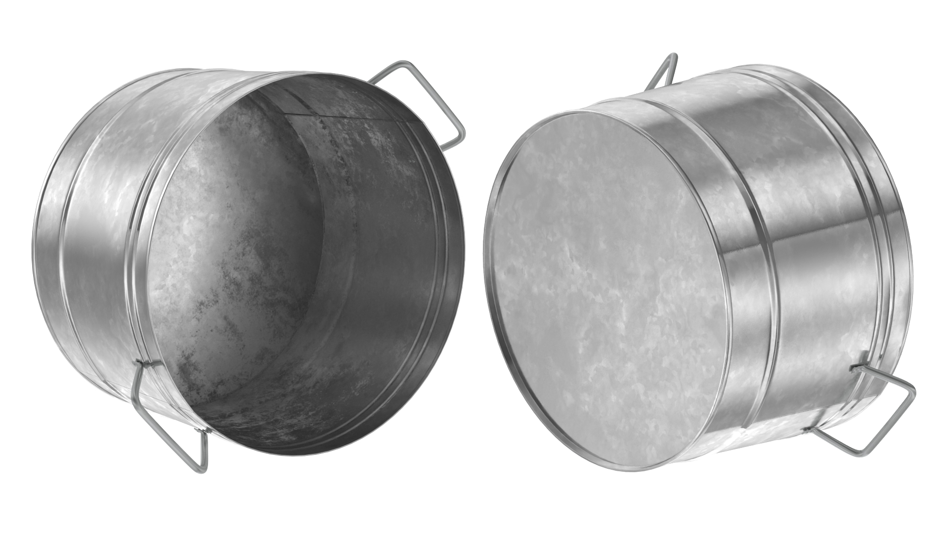 3D model Galvanized Metal Container Set