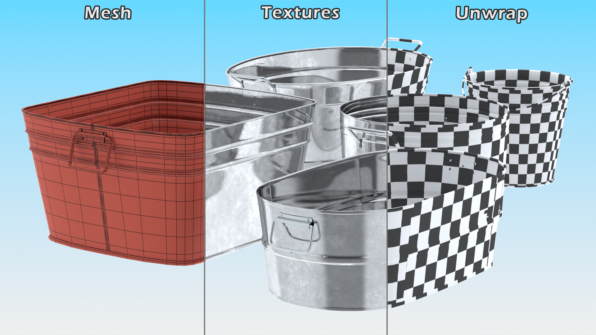 3D model Galvanized Metal Container Set