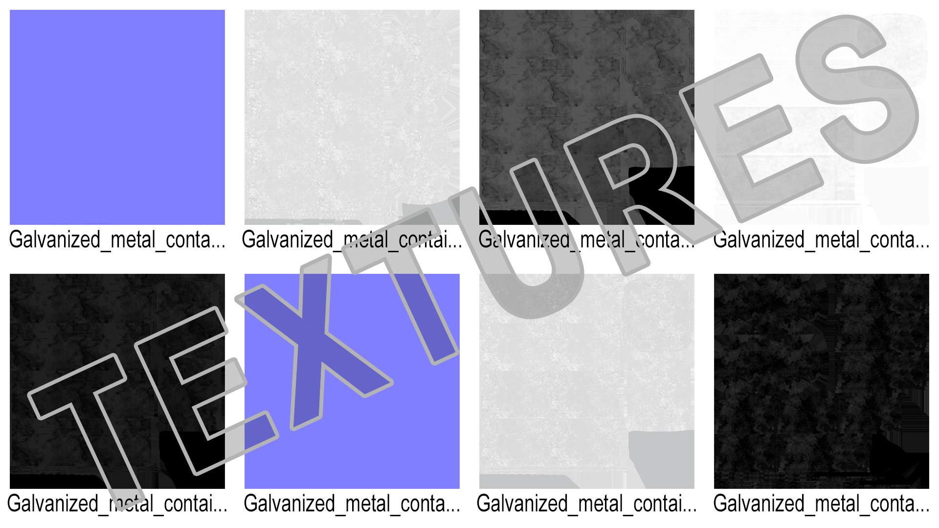 3D model Galvanized Metal Container Set