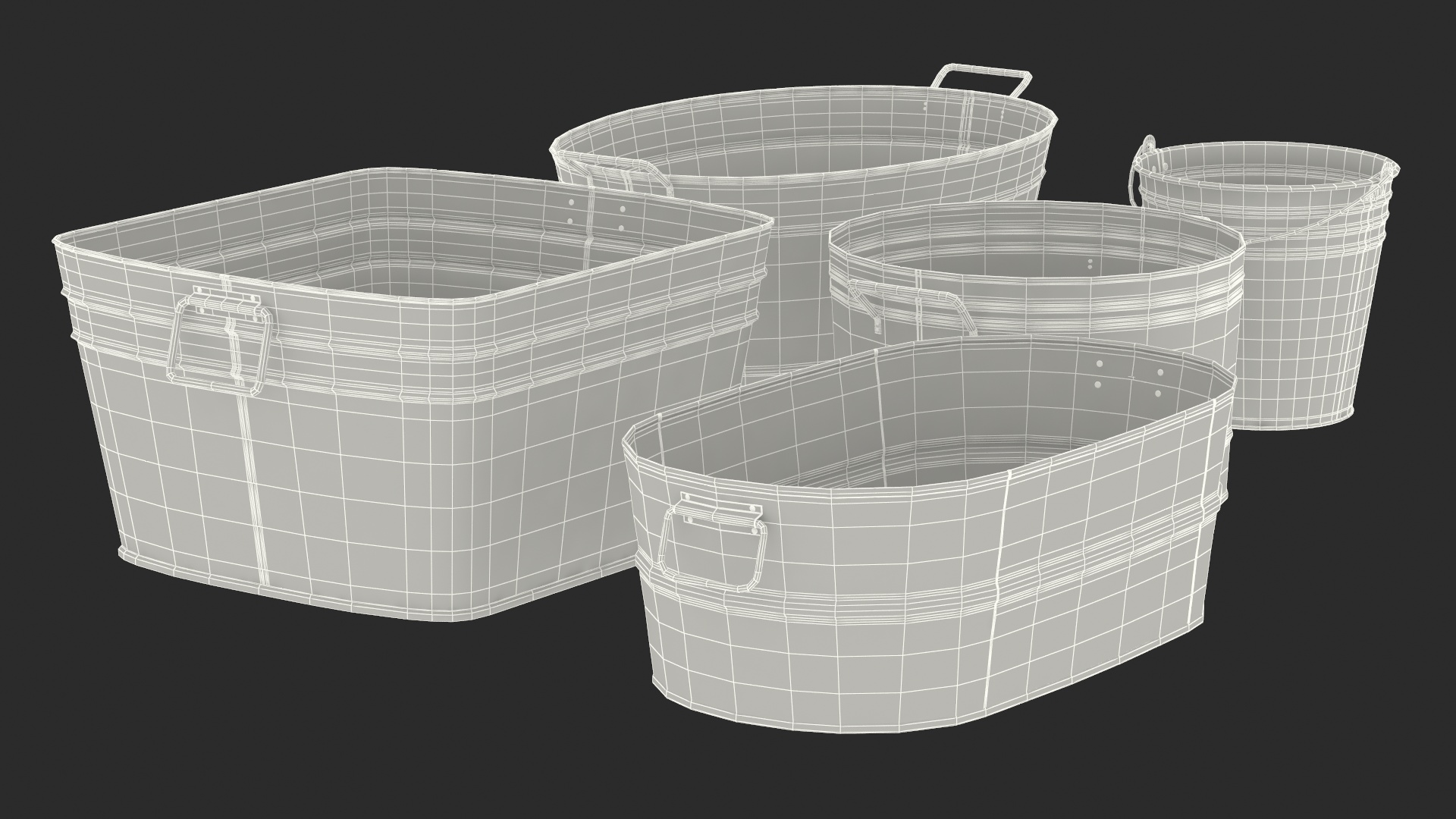 3D model Galvanized Metal Container Set