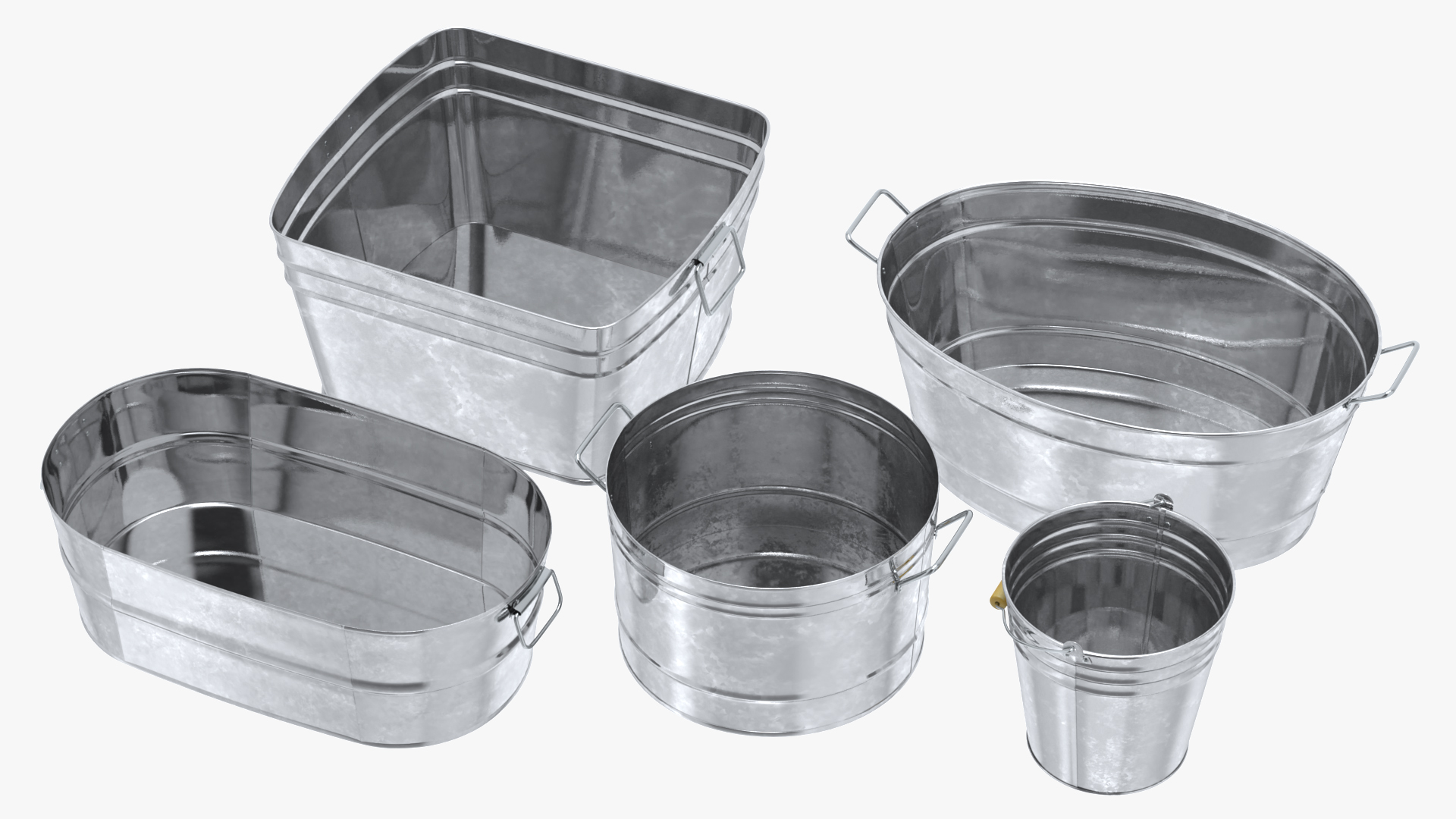 3D model Galvanized Metal Container Set
