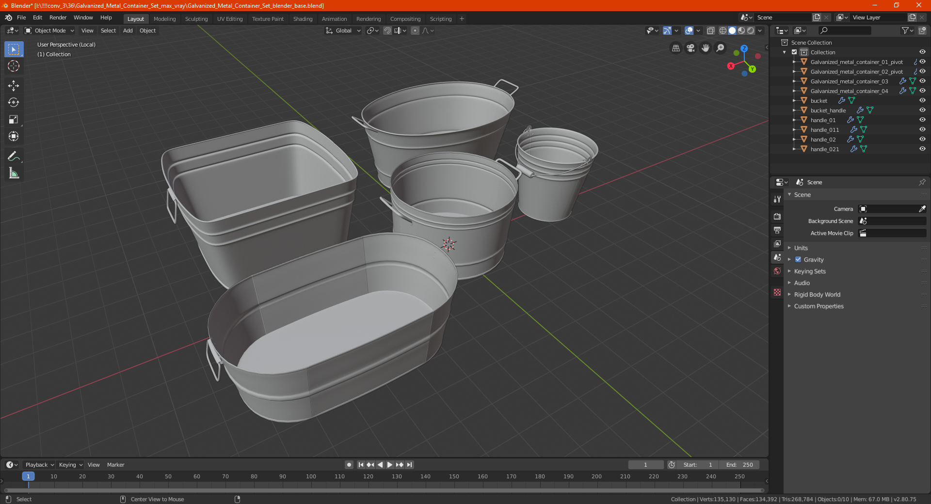 3D model Galvanized Metal Container Set