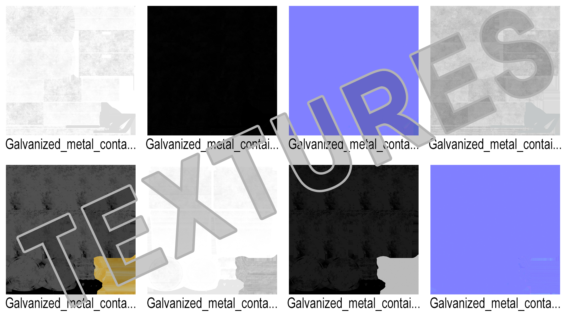 3D model Galvanized Metal Container Set