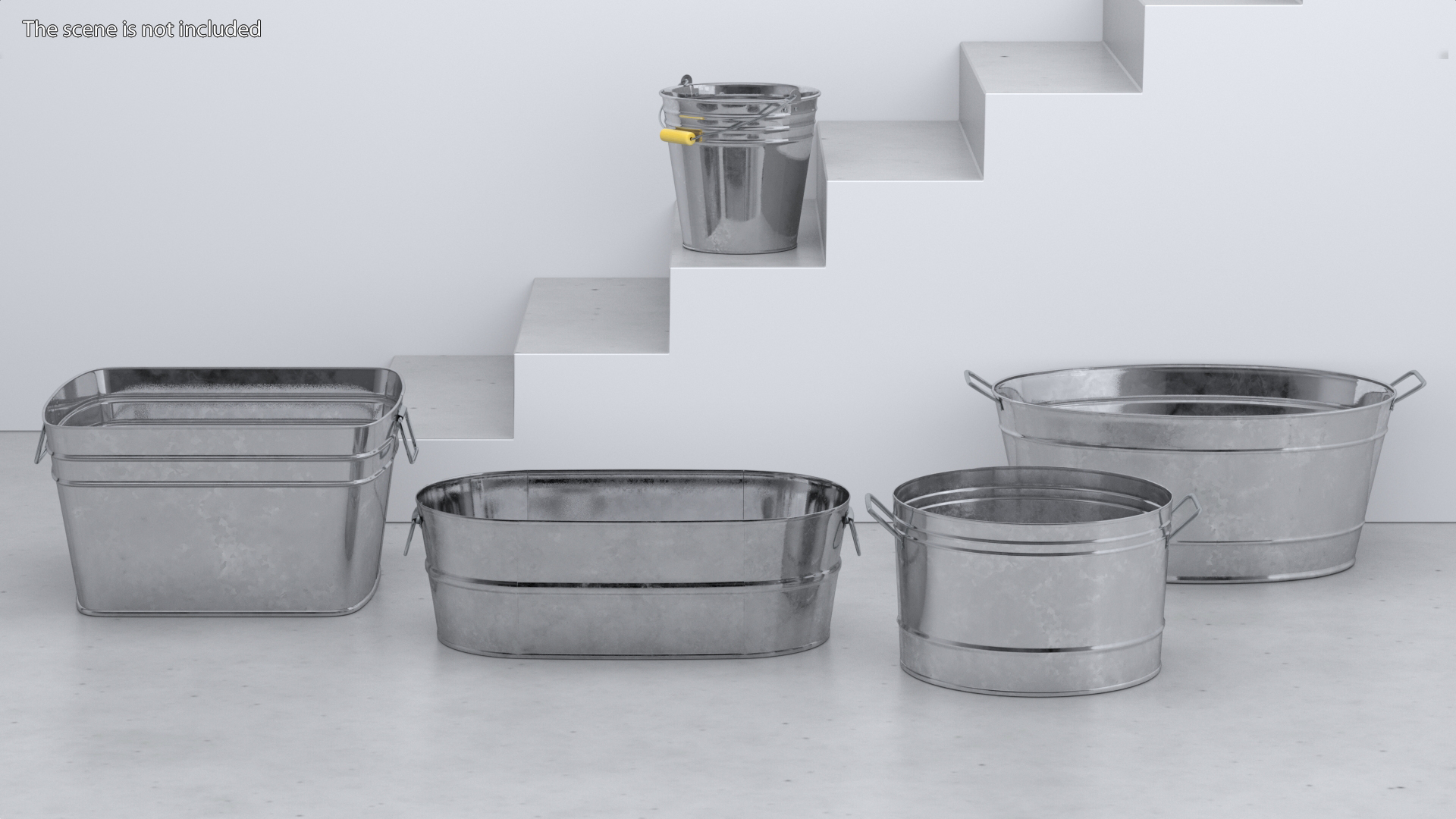 3D model Galvanized Metal Container Set