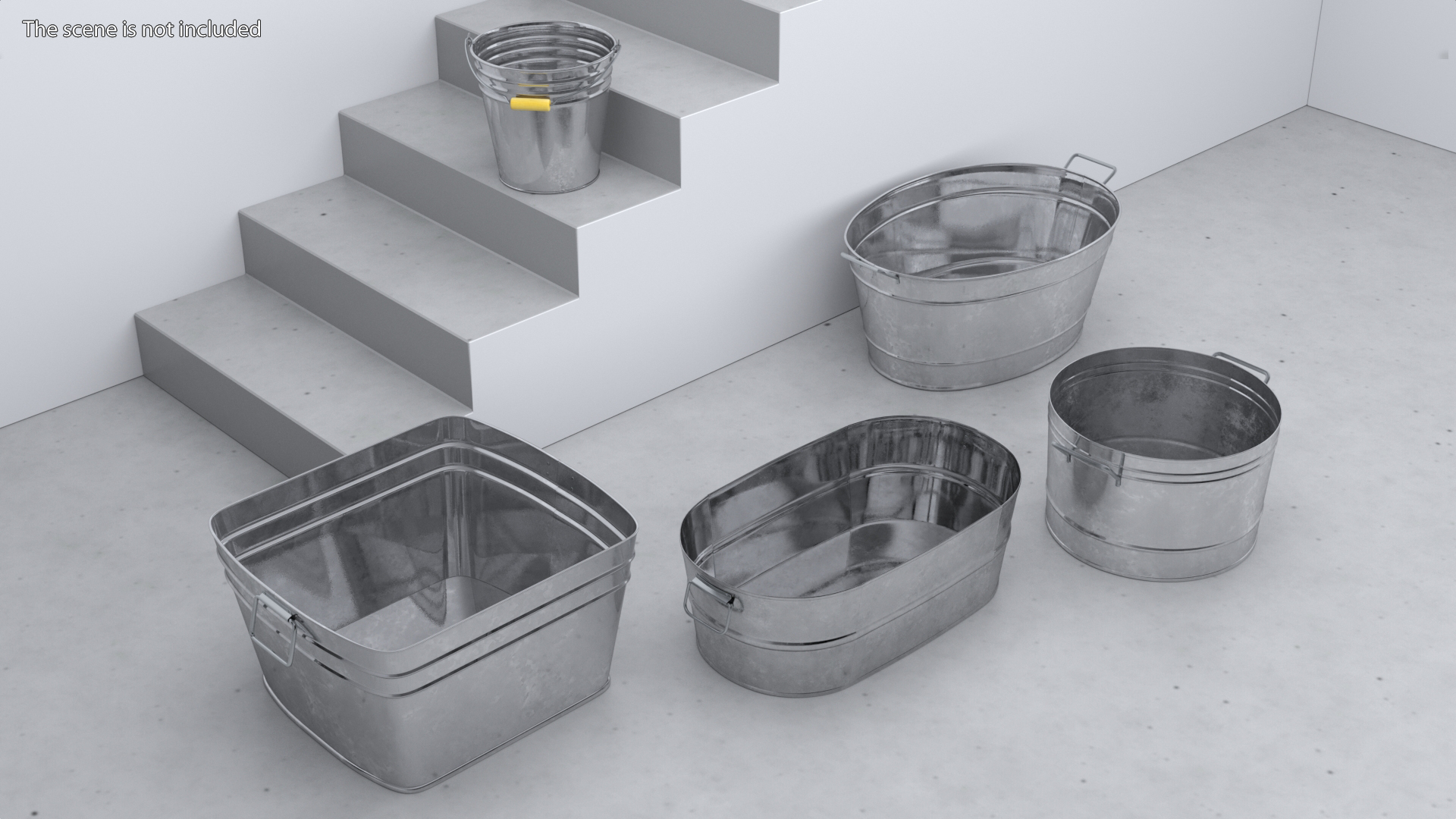 3D model Galvanized Metal Container Set